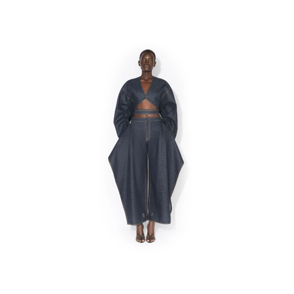 Alaia Wrap Denim Jacket, view 2