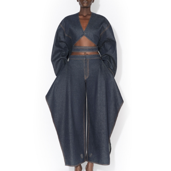 Alaïa Wrap Denim Jacket - ALAÏA Jackets - Laser Cut Luxury - Shop at Coveti