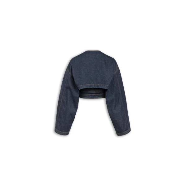 Alaia Wrap Denim Jacket, view 4