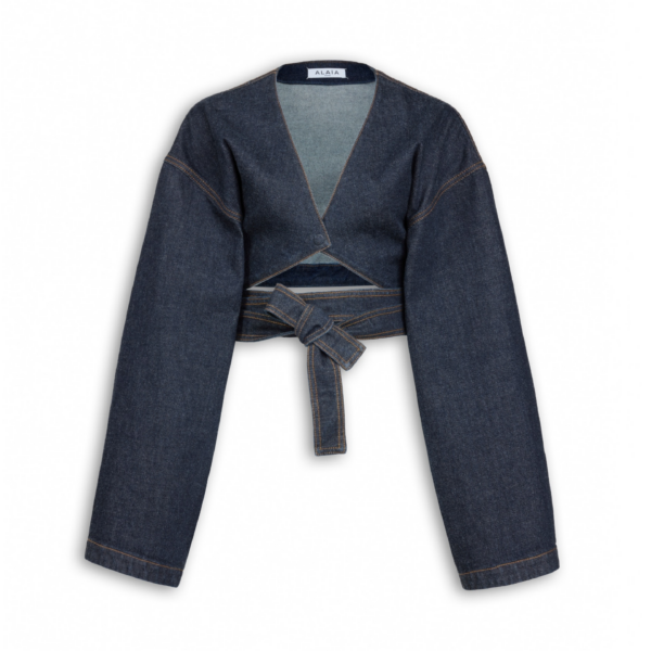 Alaïa Wrap Denim Jacket - ALAÏA Jackets - Laser Cut Luxury - Shop at Coveti