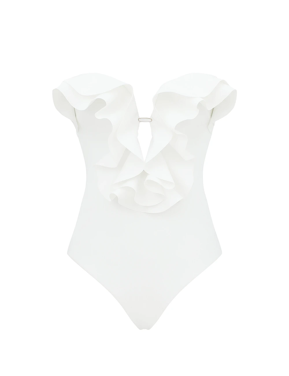 Zimmermann Solstice Frill Plunge 1PC | Ready to Wear Collection Coveti Elevate your elegance in this Zimmermann Beachwear available now at Coveti