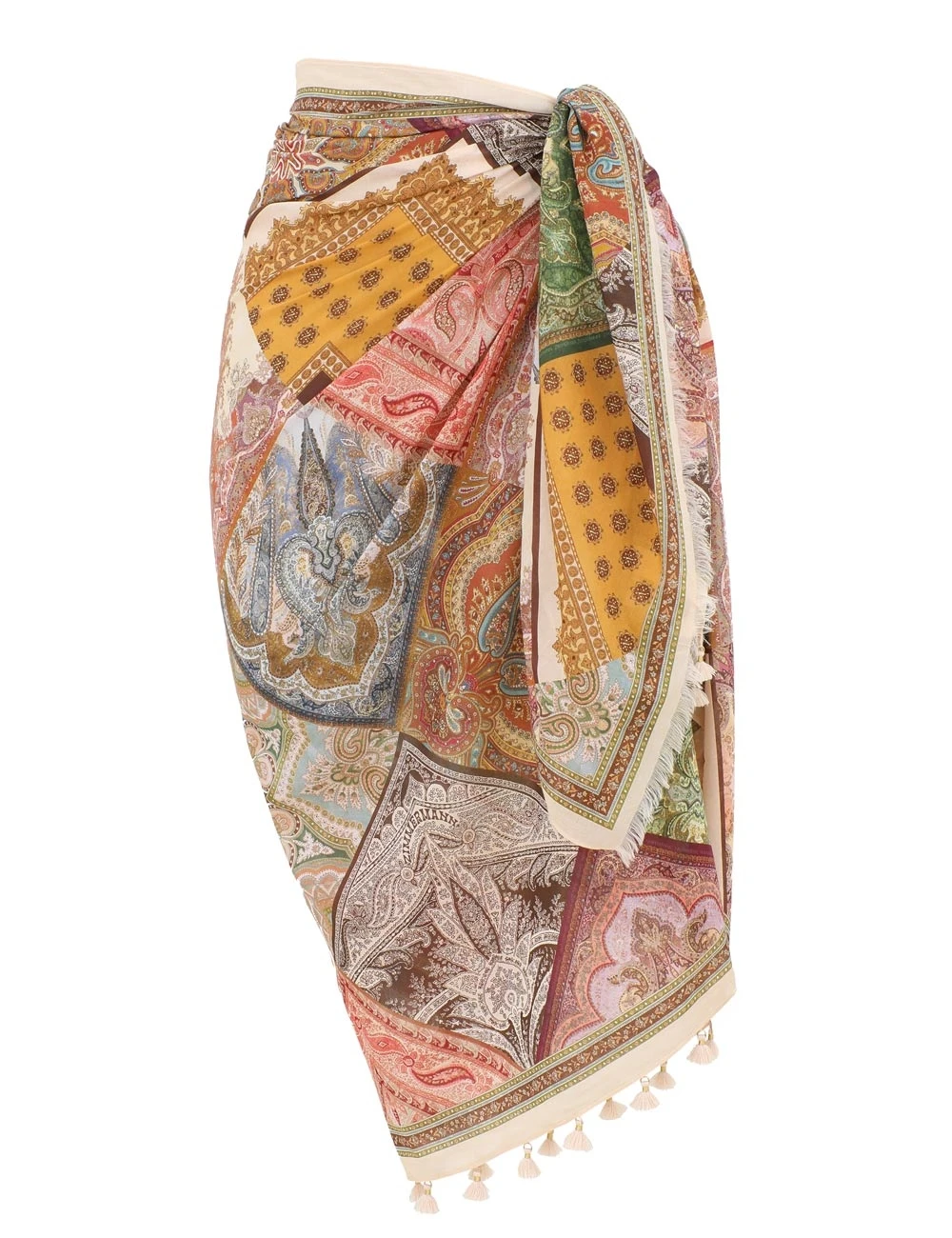 Zimmermann Sundance Fringe Printed Pareo | Ready to Wear Collection Coveti Elevate your elegance in this Zimmermann Beachwear available now at Coveti