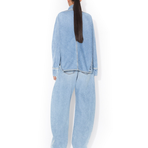 Alaïa Zip Denim Shirt - ALAÏA Pants - Laser Cut Luxury - Shop at Coveti