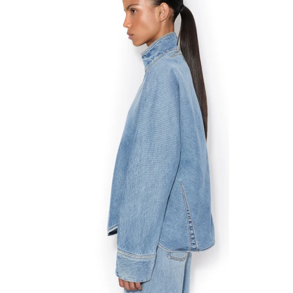 Alaia Zip Denim Shirt, view 4