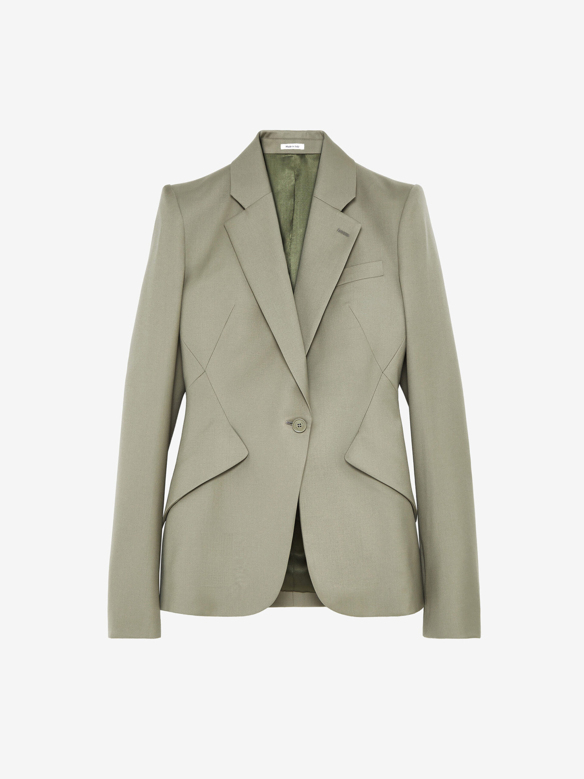 Alexander McQueen Wool Gabardine Single-breasted Jacket in Light Green