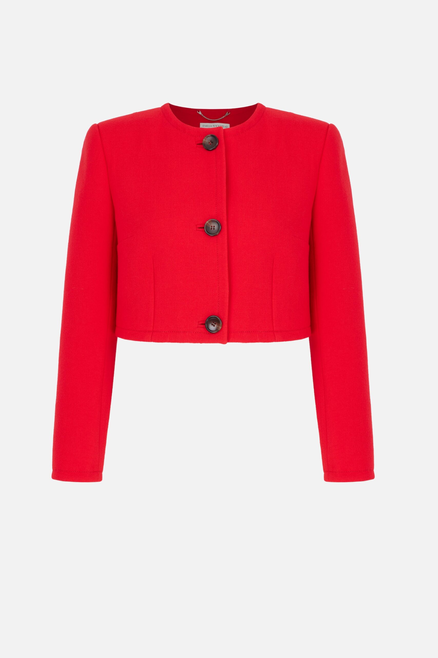 Emilia Wickstead Lizette Jacket in Red Single Wool Crepe