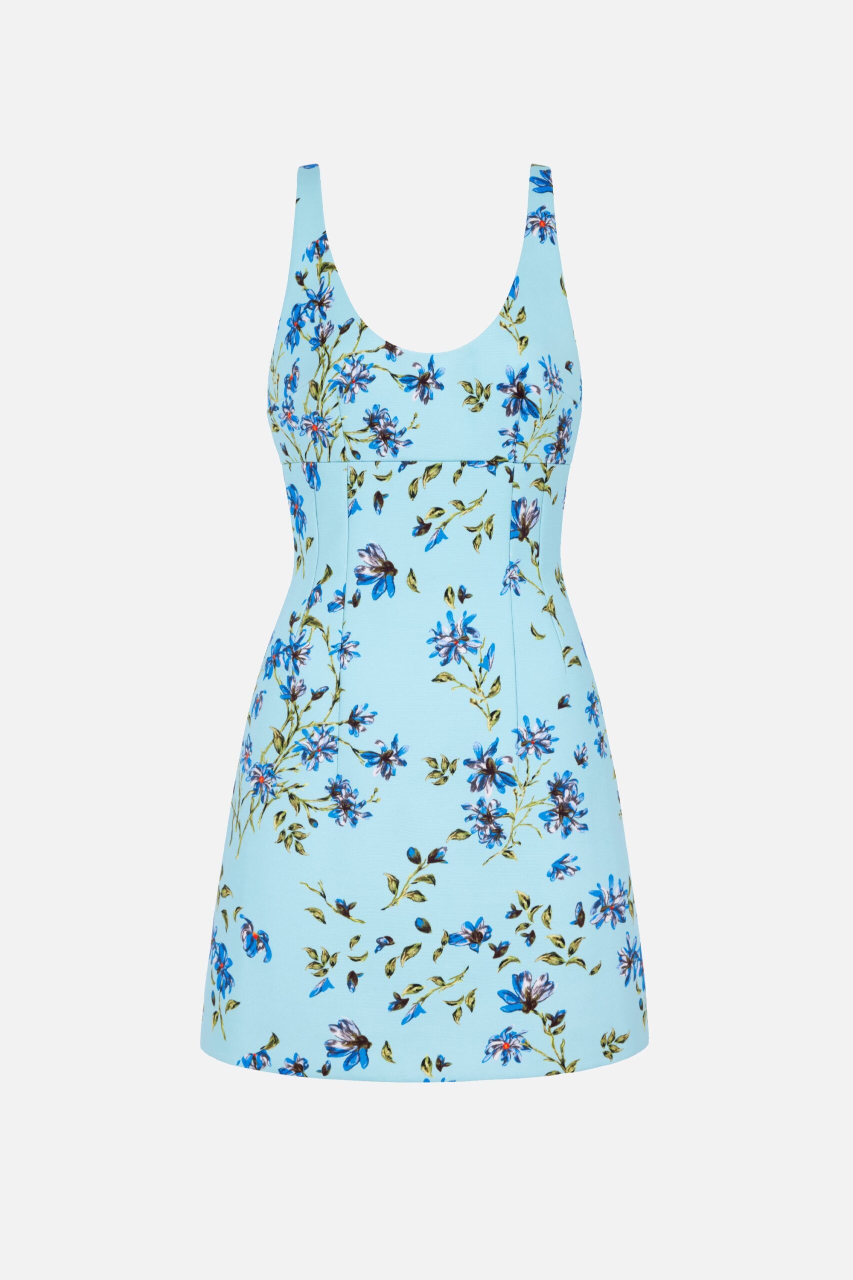 Emilia Wickstead Einna Dress in Blue Magnolia Taffeta Faille