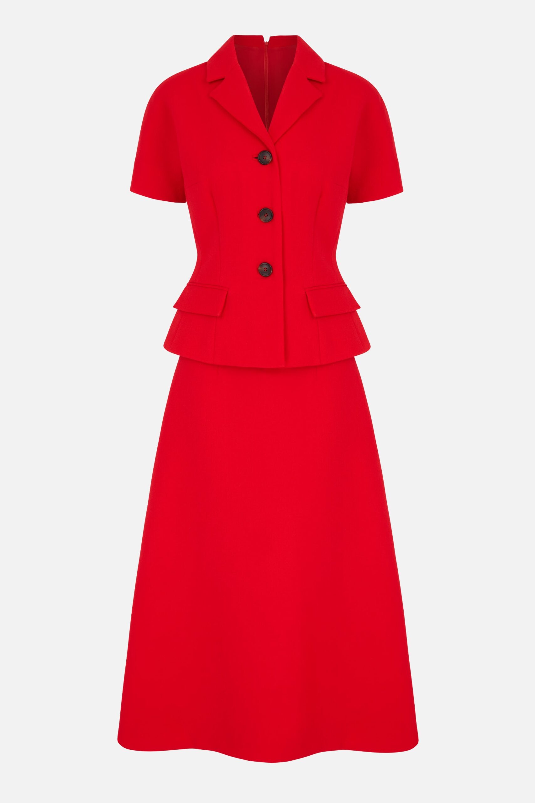 Emilia Wickstead Alexina Dress in Red Single Wool Crepe