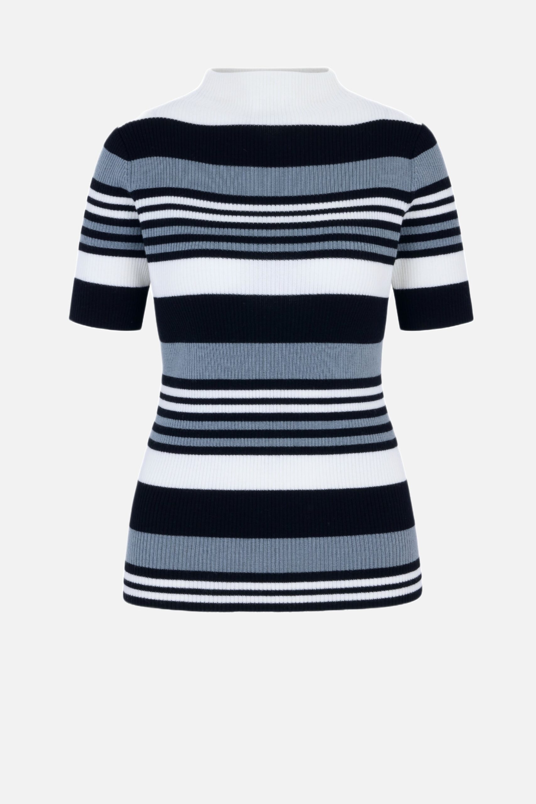 Emilia Wickstead Toma Knit Top in Grey, Black & White Merino Wool