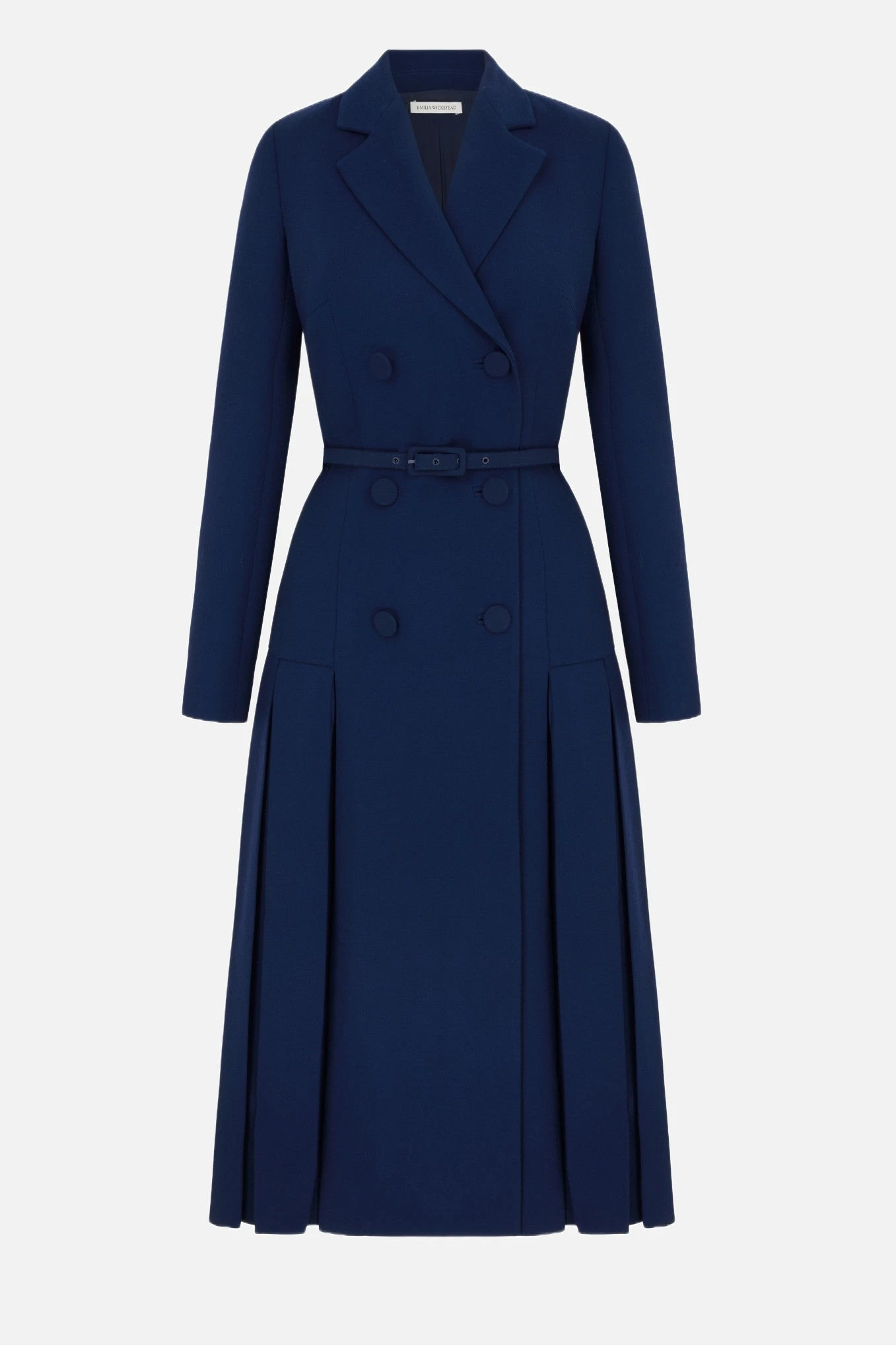 Emilia Wickstead Chaney Dress in Navy Single Wool Crepe