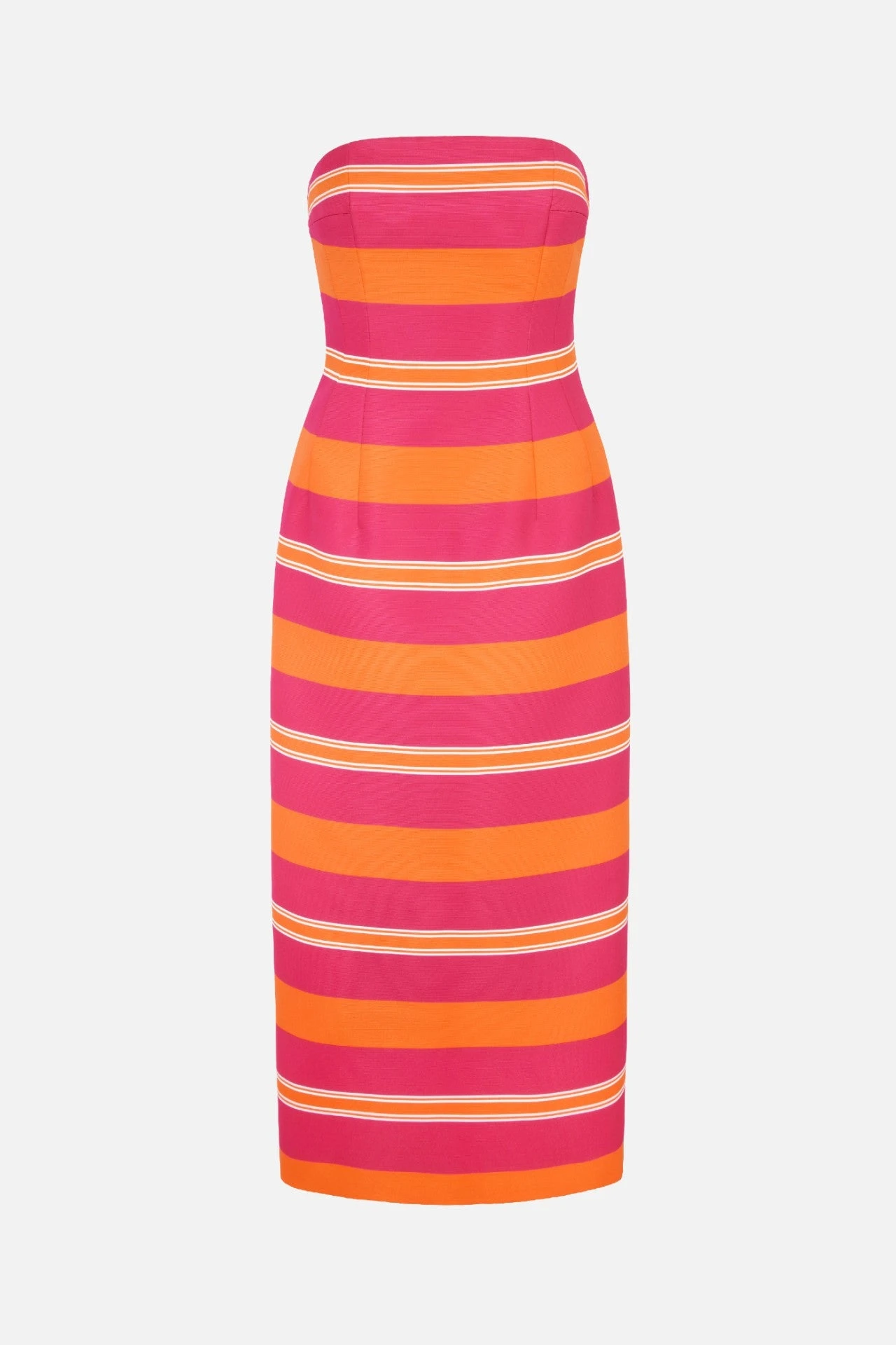 Emilia Wickstead Leila Dress in Hot Pink & Orange Stripe Taffeta Faille