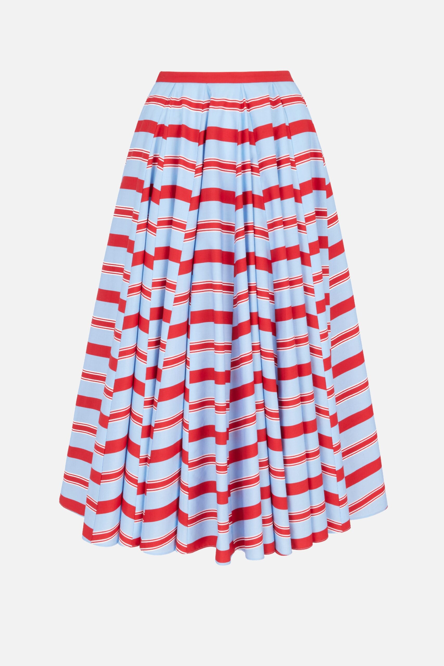 Emilia Wickstead Rhea Skirt in Blue & Red Striped Cotton Poplin