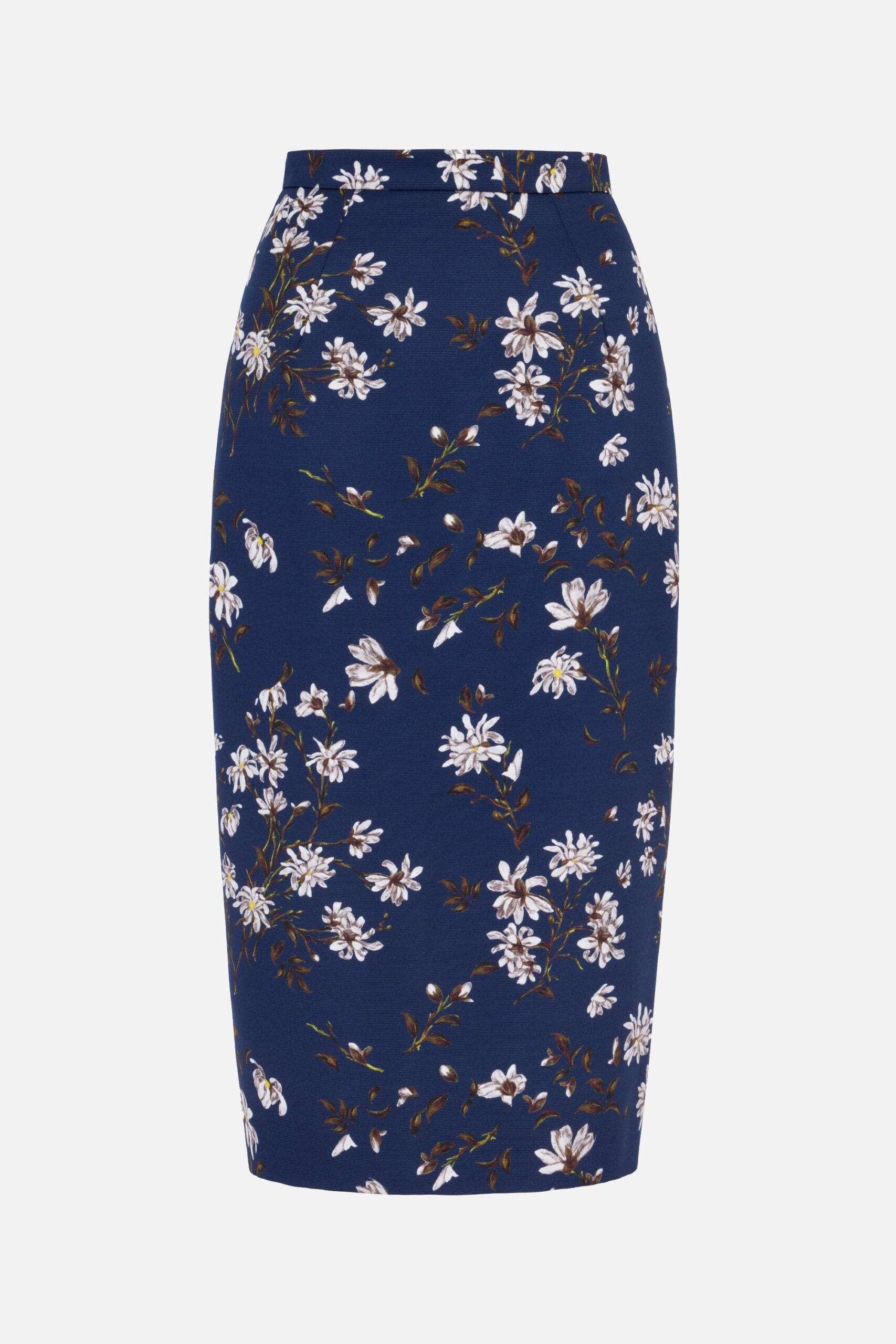 Emilia Wickstead Lorelei Skirt in Midnight Magnolia Print Taffeta Faille