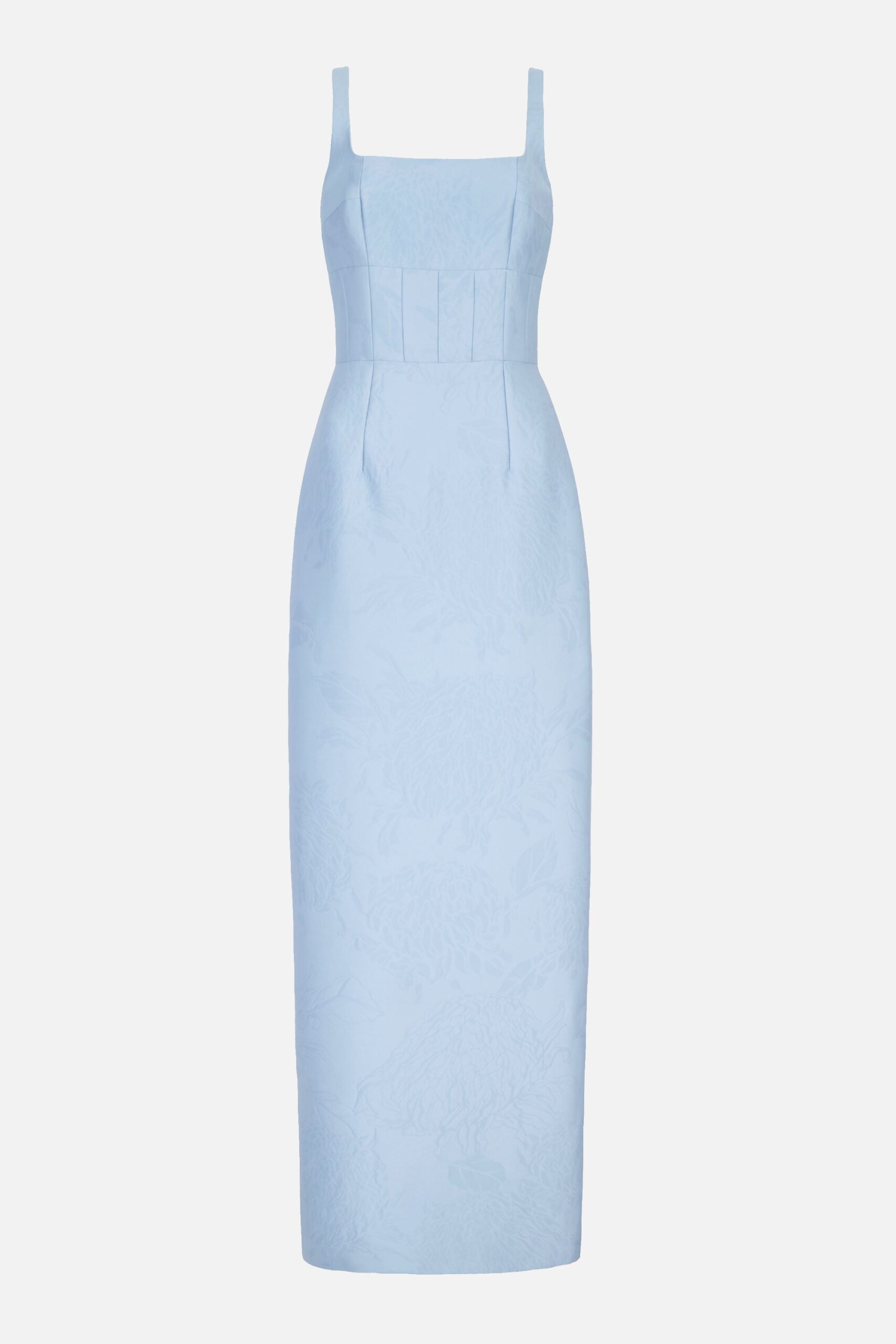 Emilia Wickstead Megara Dress in Icy Blue Embossed Cloque