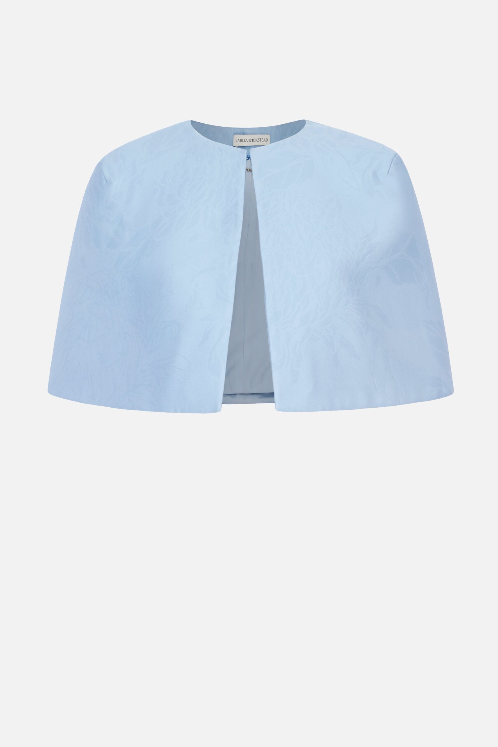Emilia Wickstead Domie Cape in Blue Embossed Cloque