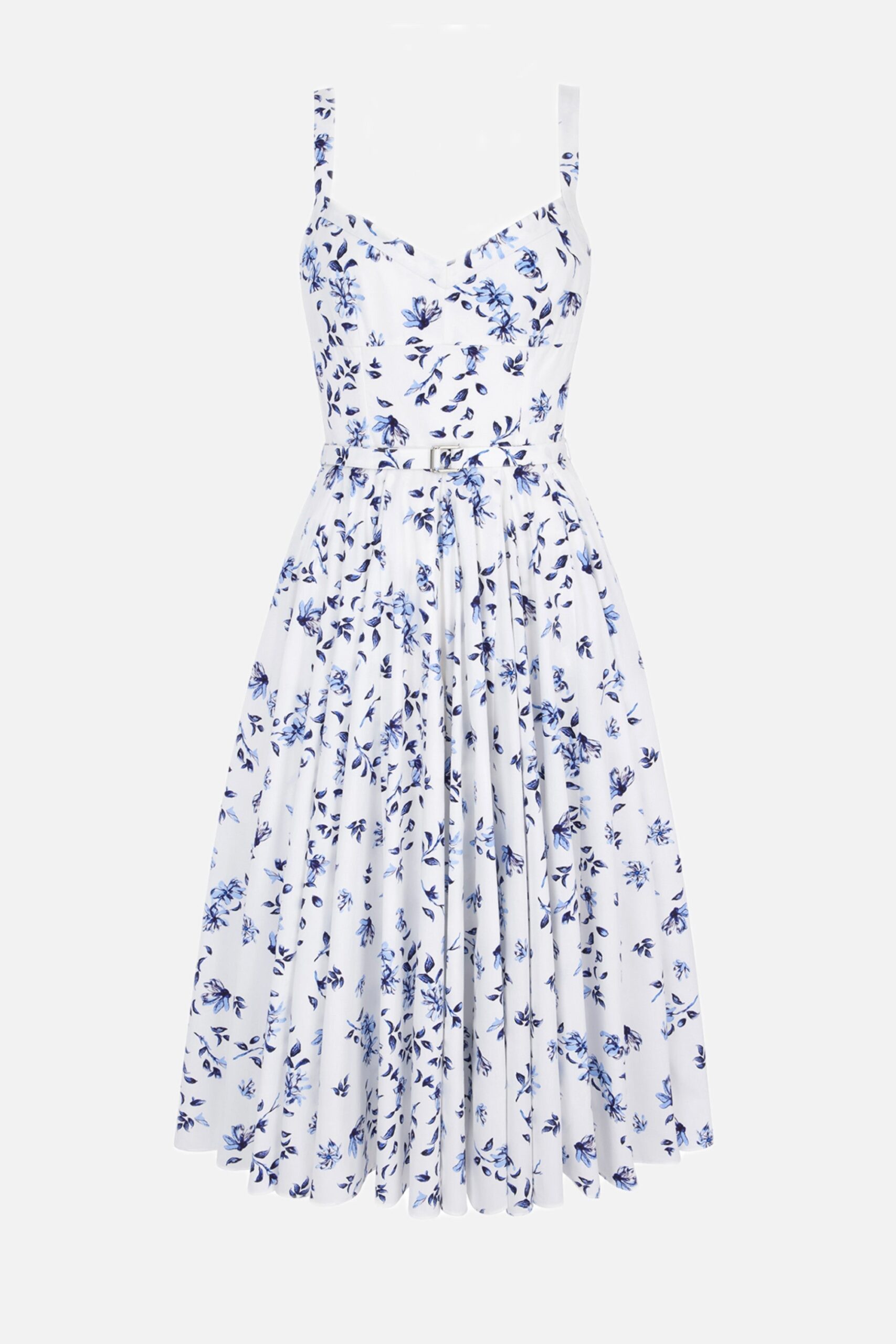 Emilia Wickstead Elita Dress in Blue Scattered Daisies on White Cotton