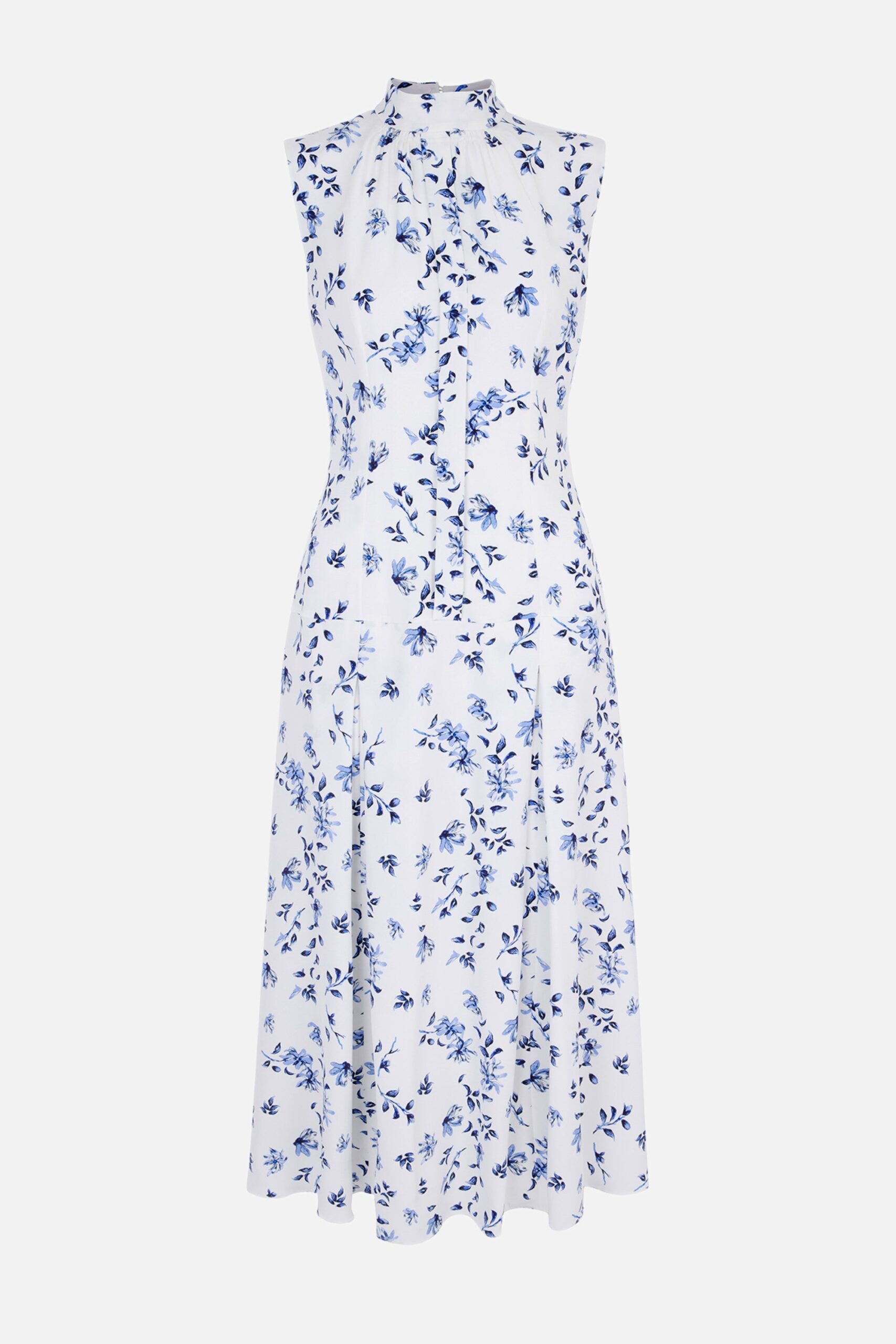 Emilia Wickstead Joelle Dress in Blue Scattered Daisies on White Silk