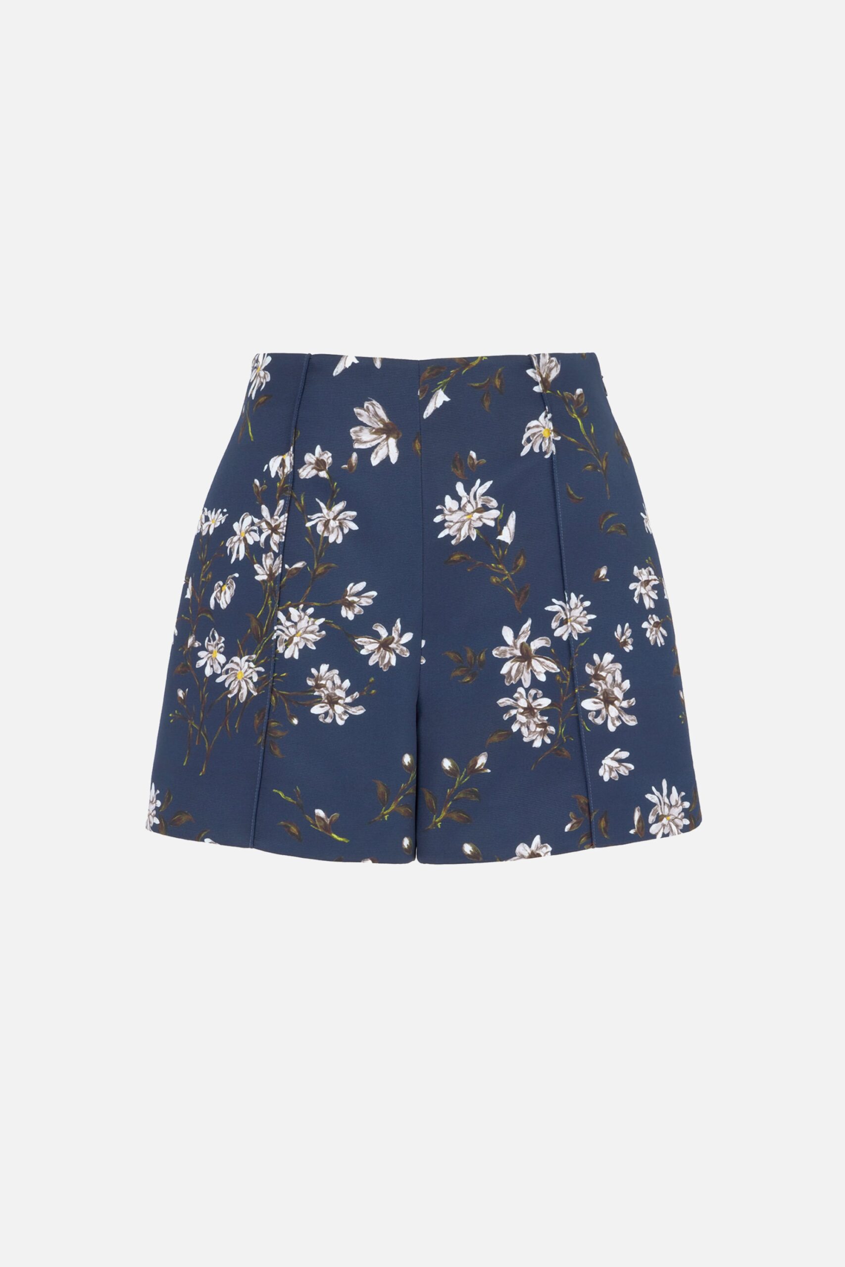 Emilia Wickstead Friar Shorts in Midnight Magnolia Taffeta Faille