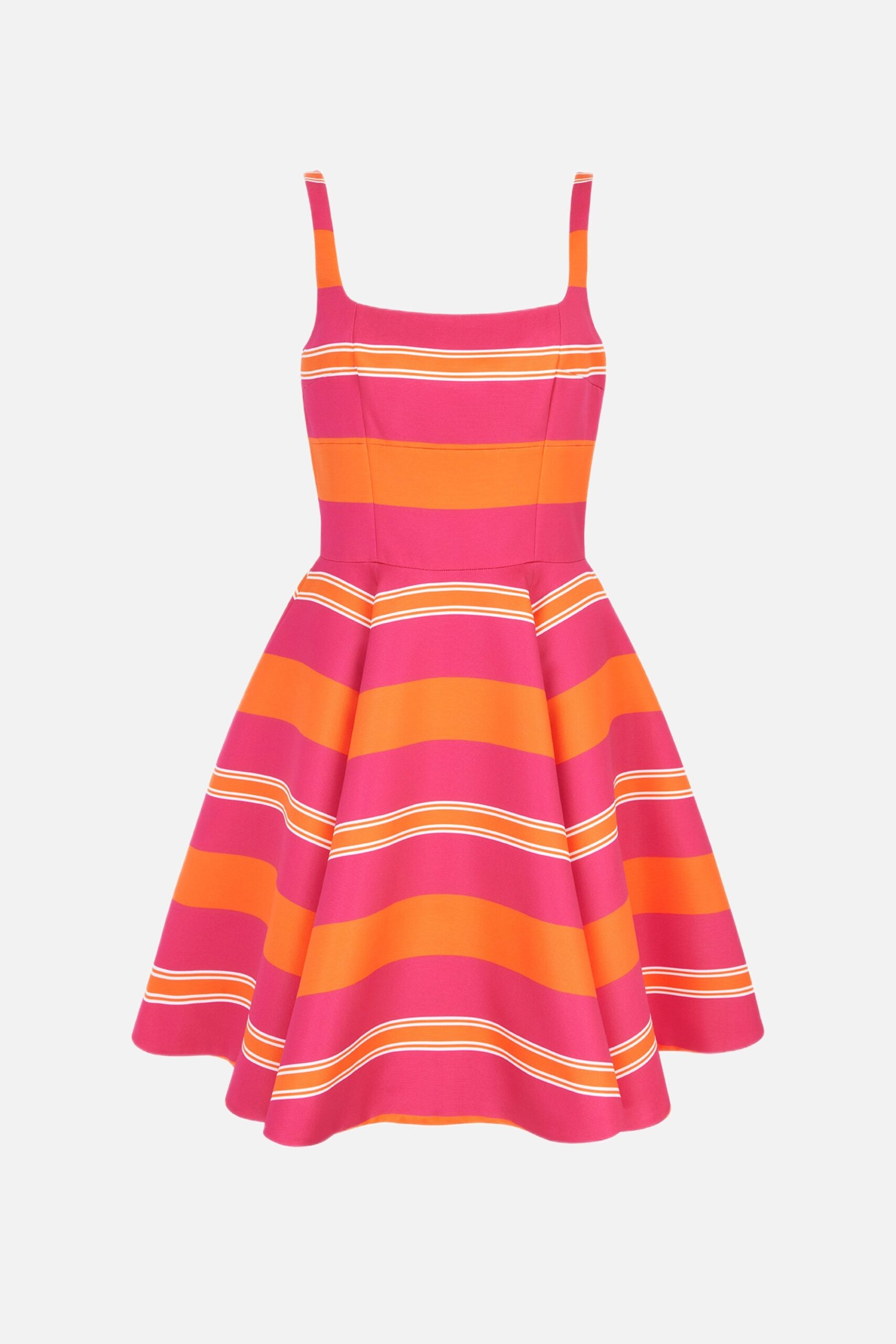 Emilia Wickstead Mini Mona Dress in Hot Pink & Orange Striped Taffeta Faille
