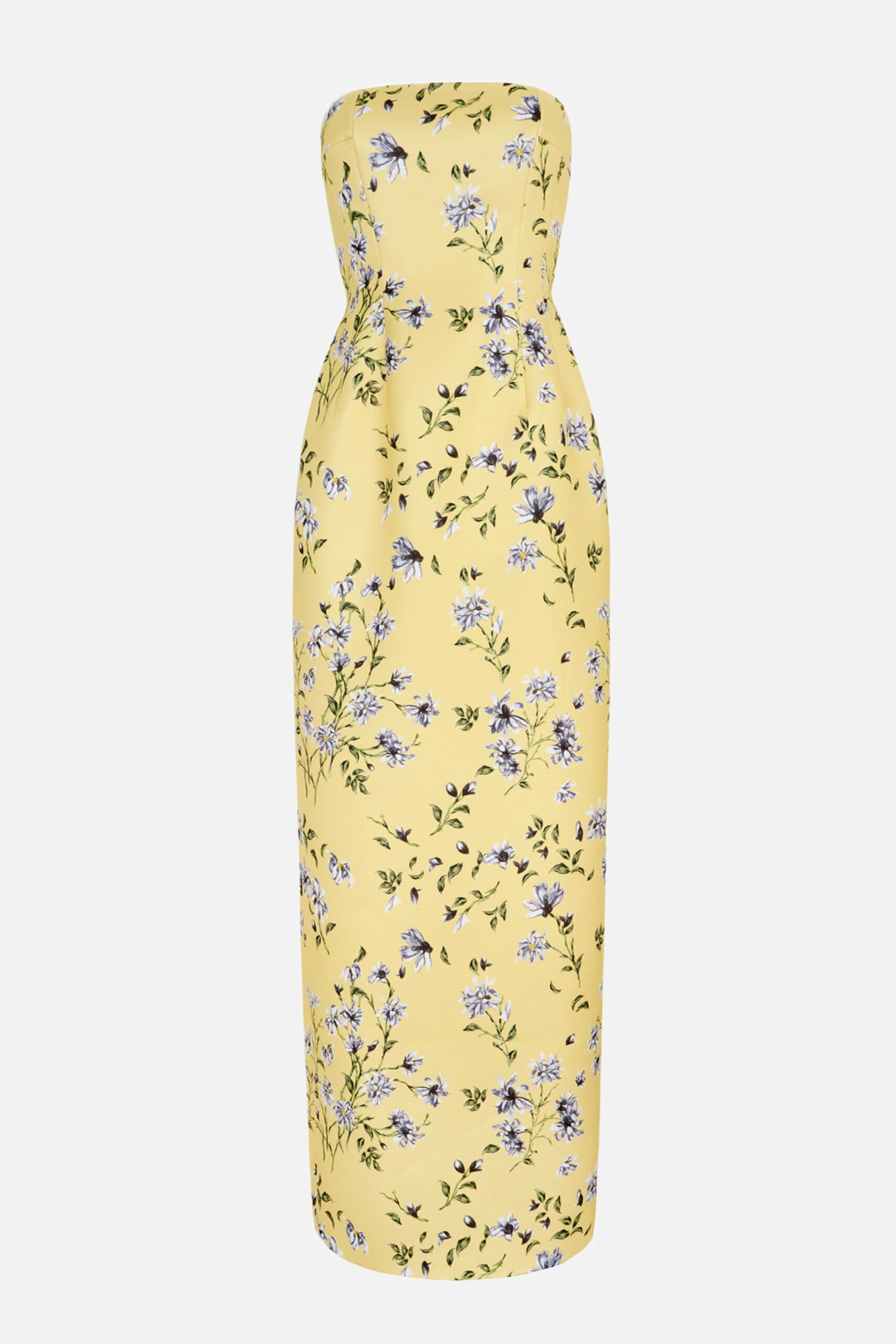 Emilia Wickstead Laelia Dress in Butter Yellow Magnolia in Taffeta Faille