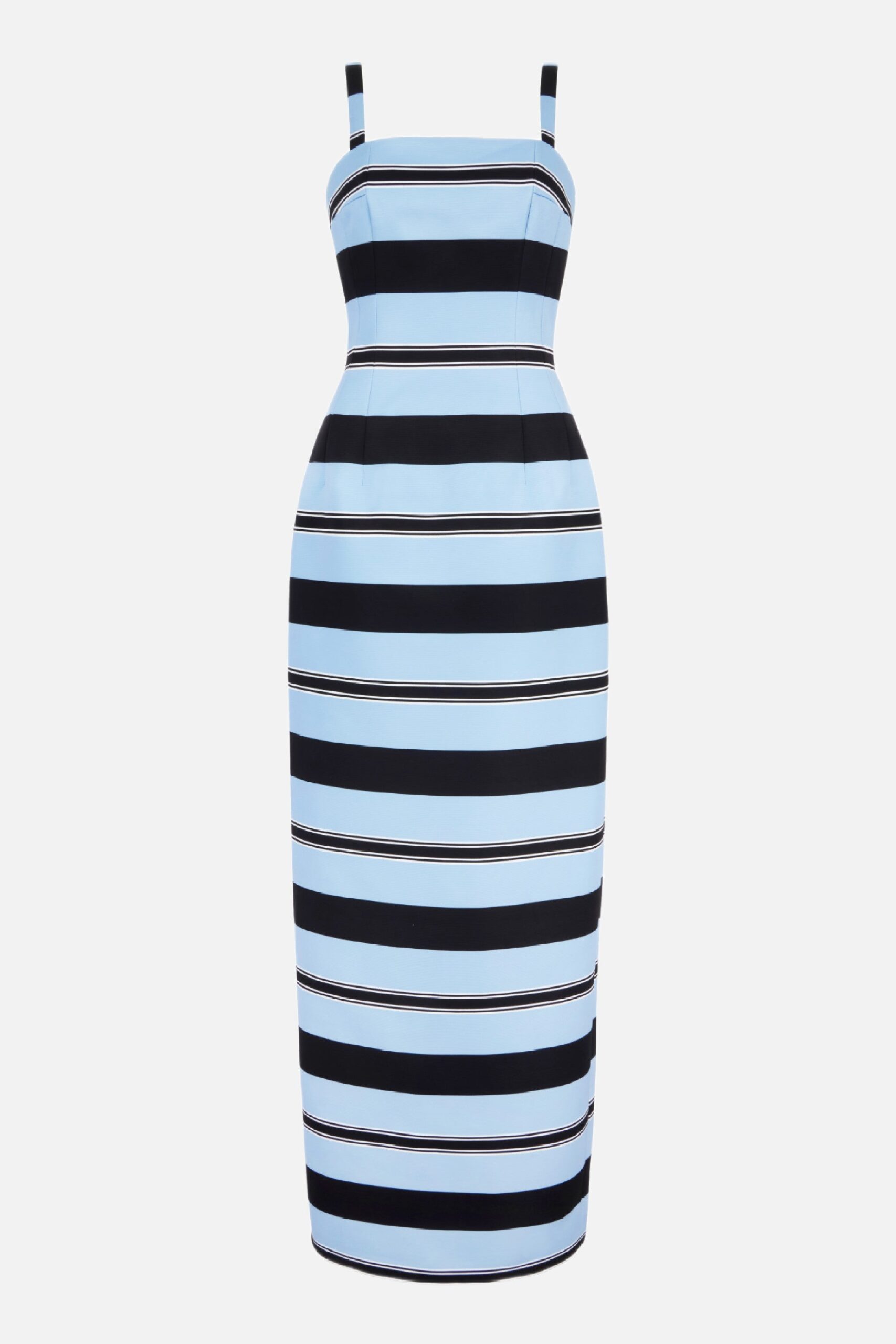 Emilia Wickstead Regina Dress in Blue & Black Striped Taffeta Faille