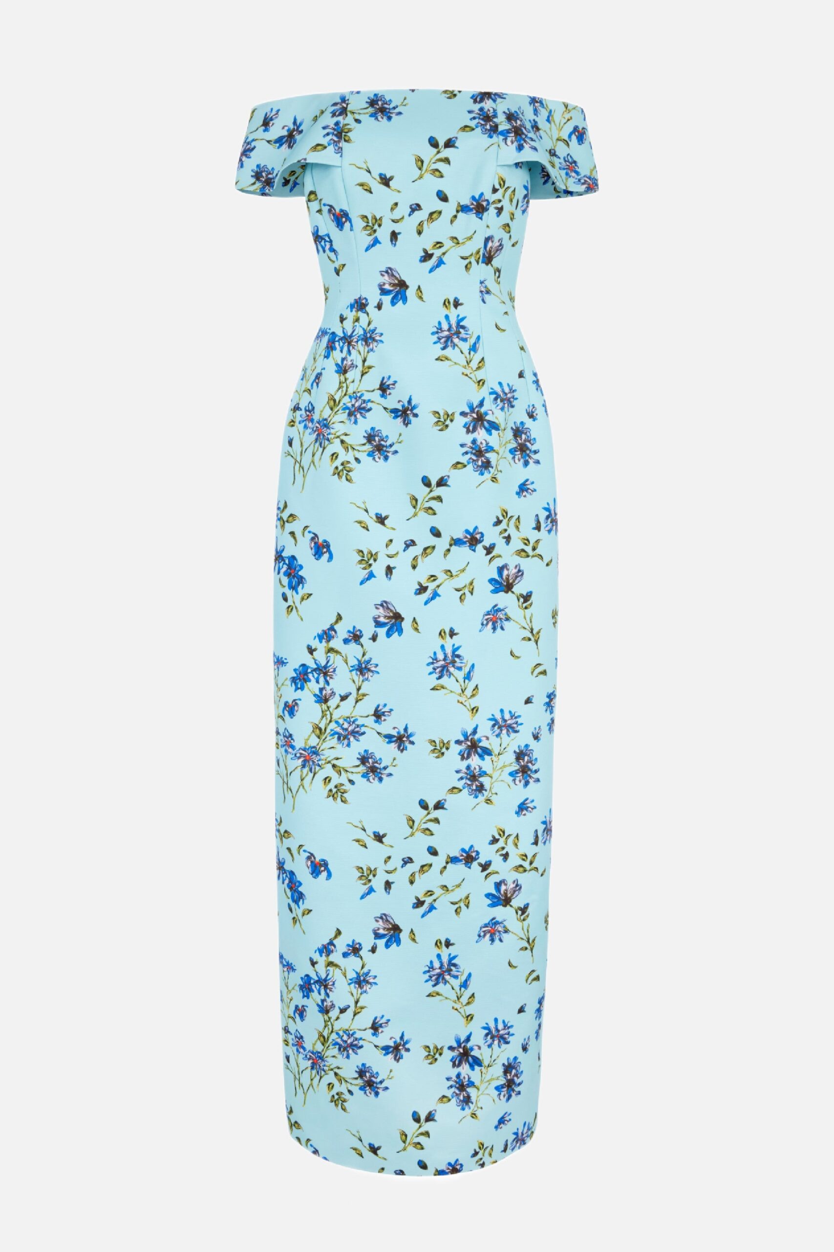 Emilia Wickstead Antep Dress in Blue Magnolia Taffeta Faille