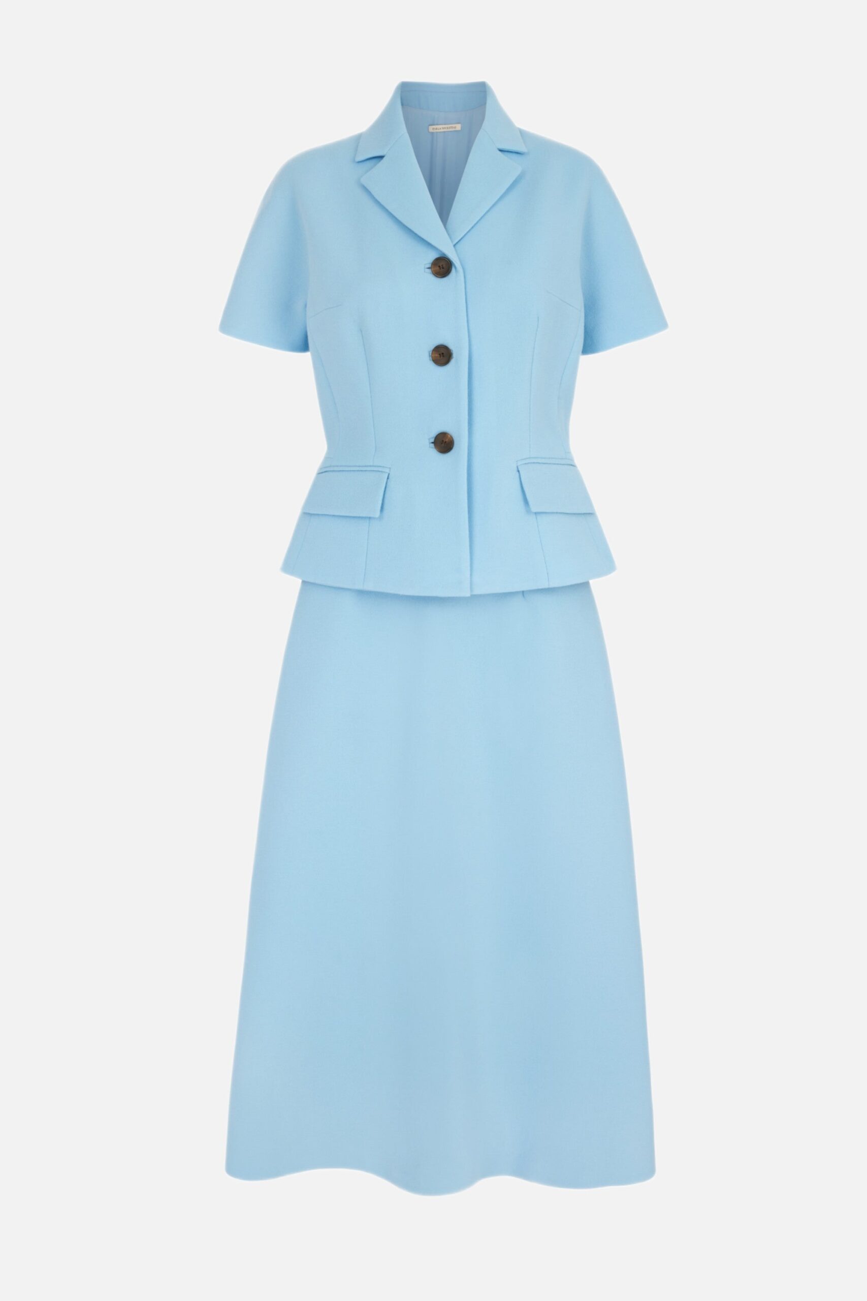 Emilia Wickstead Alexina Dress in Pale Blue Single Wool Crepe
