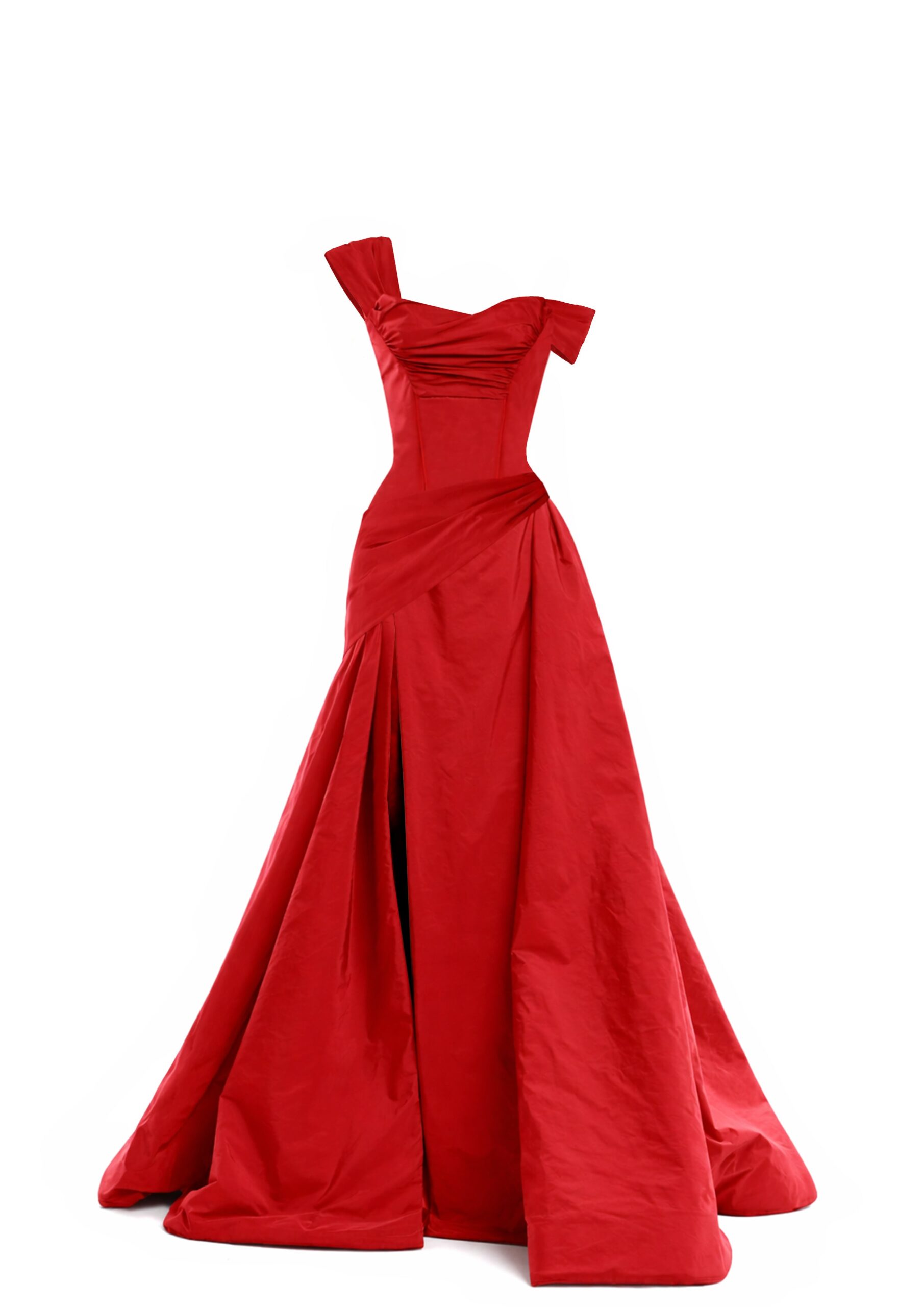 Avaro Figlio One-Shoulder Draped Ball Gown in Red