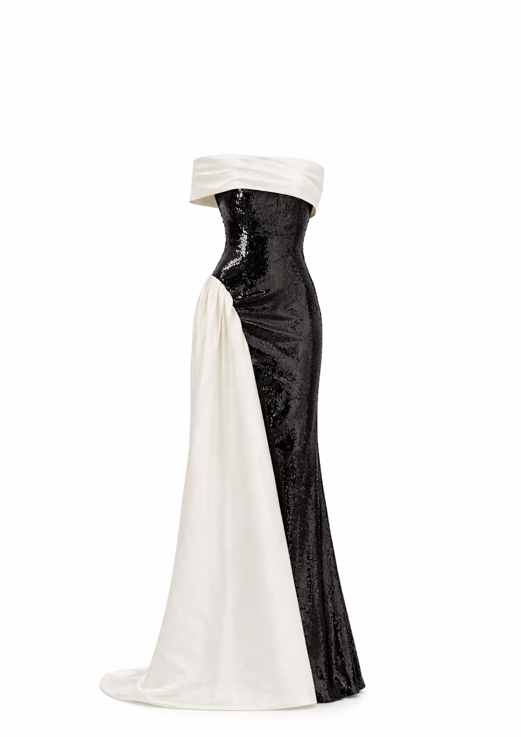 Avaro Figlio One-Shoulder Sequin Gown in Black