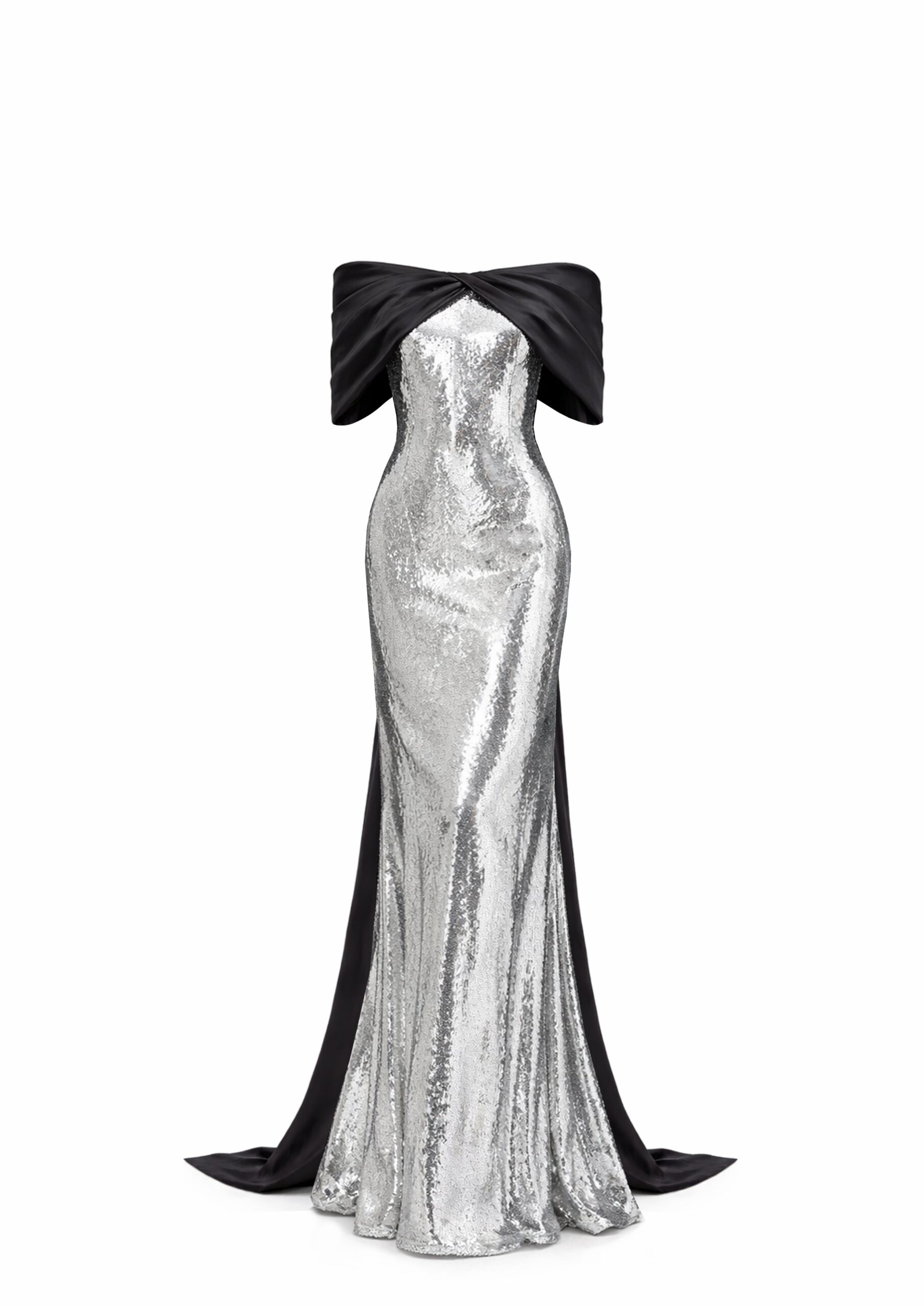 Avaro Figlio Sequin Gown With Bow Sleeves in Metallic