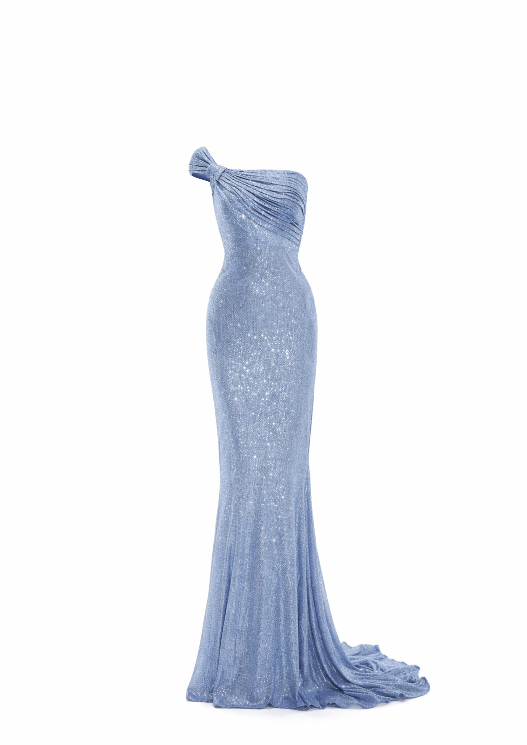 Avaro Figlio Knotted Draped Mono-Shoulder Silhouette Dress in Blue