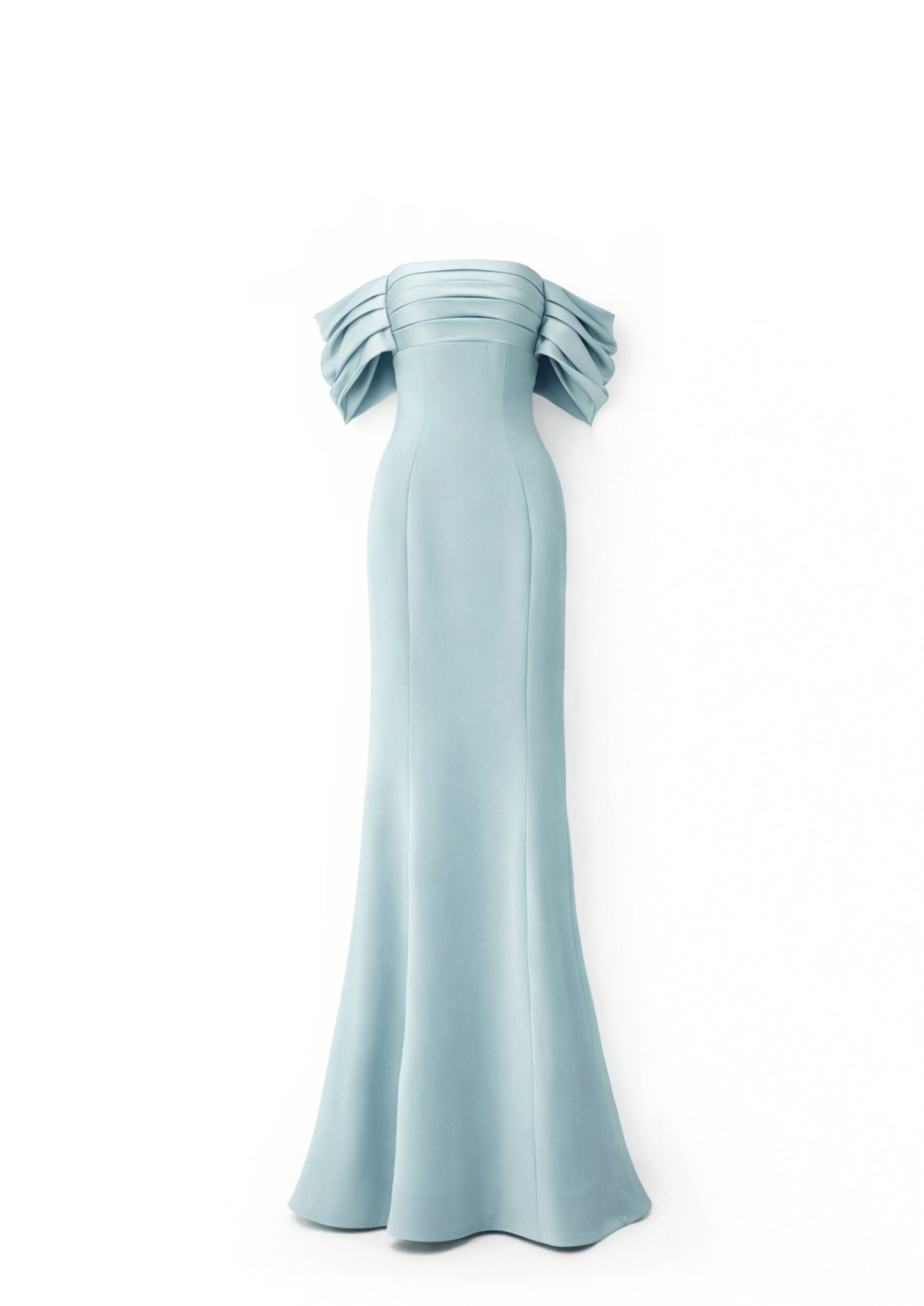Avaro Figlio Bustier Mermaid Maxi Dress With Draped Sleeves in Green