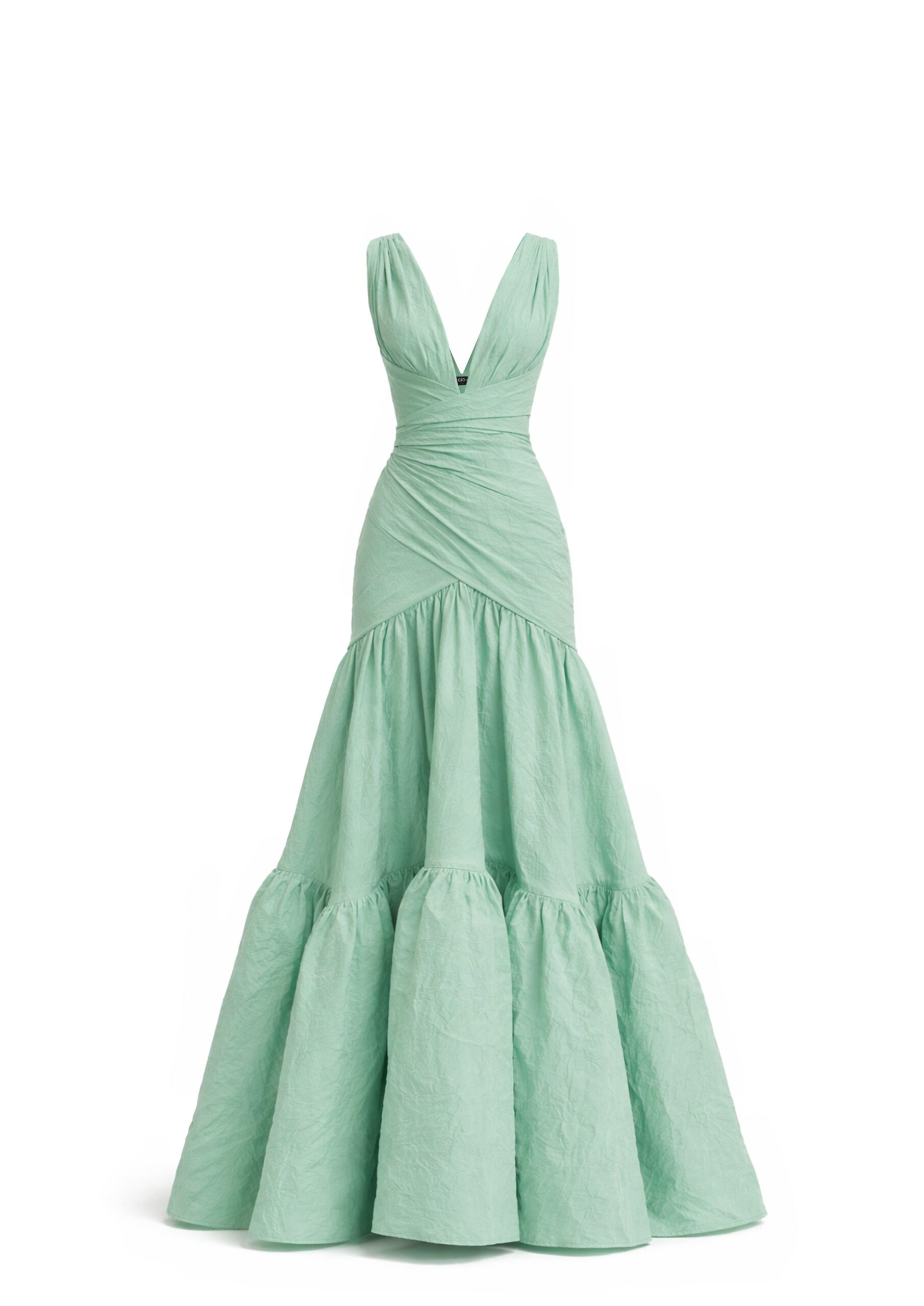 Avaro Figlio Draped Criss-Cross Ball Gown in Green