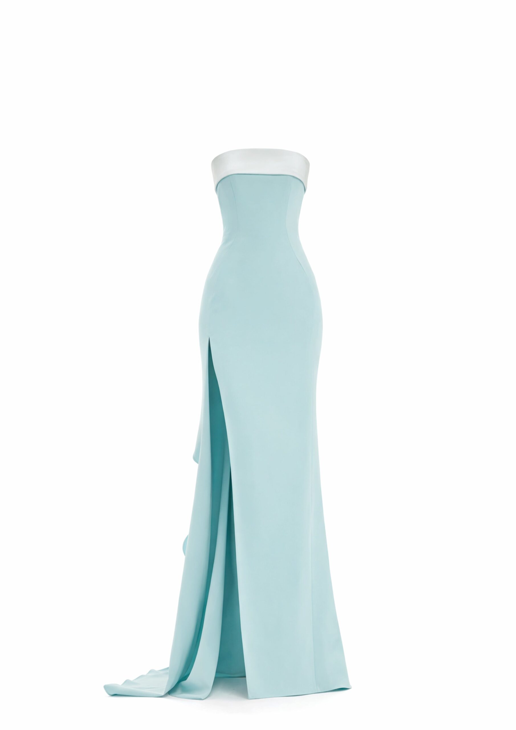 Avaro Figlio Strapless Bustier Maxi Dress With Slit in Green