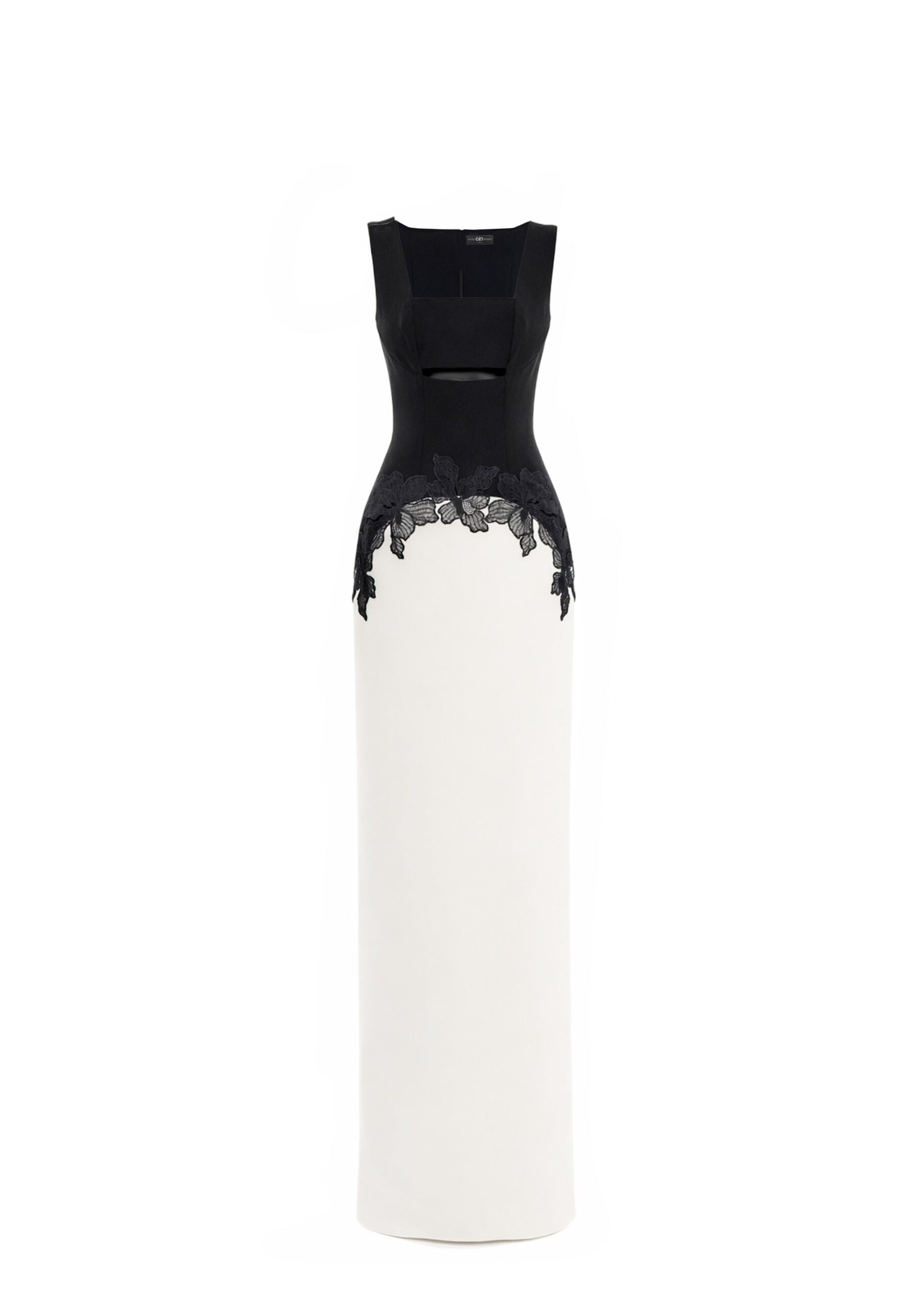 Avaro Figlio Block Colour Cutout Dress With Lace in White