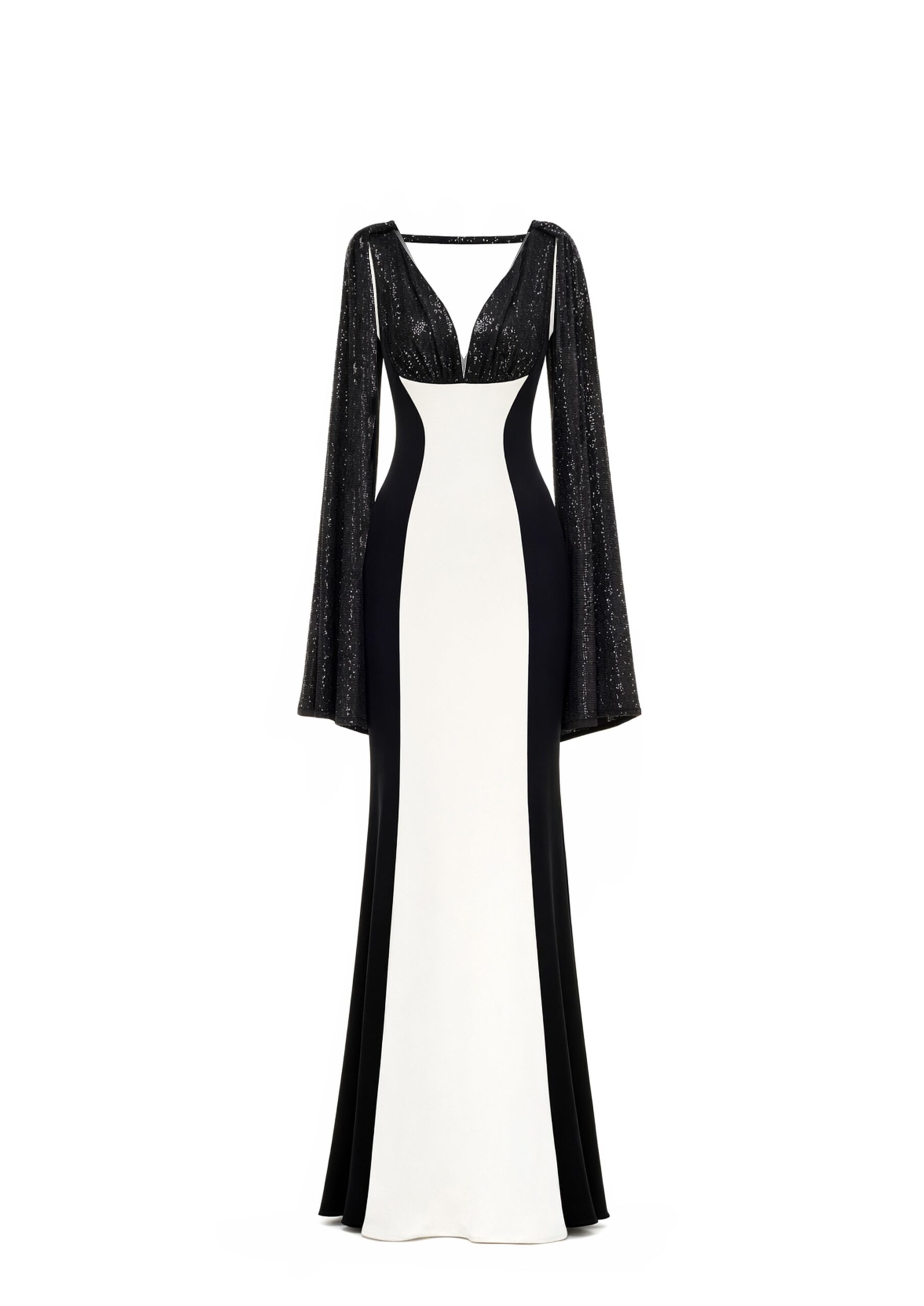 Avaro Figlio Block Color Gown With Cape in White
