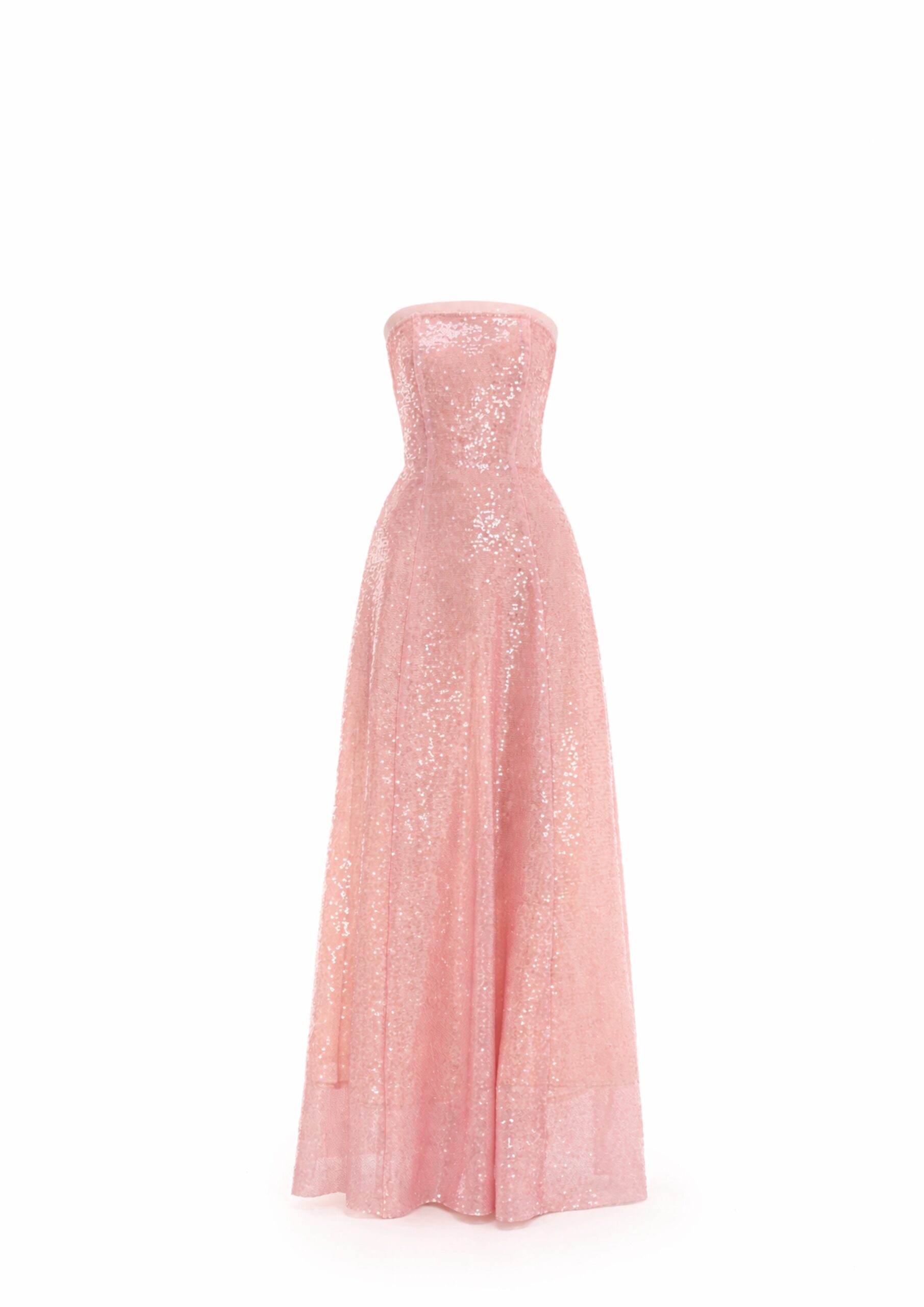 Avaro Figlio Sequin Bustier Midi Dress in Pink