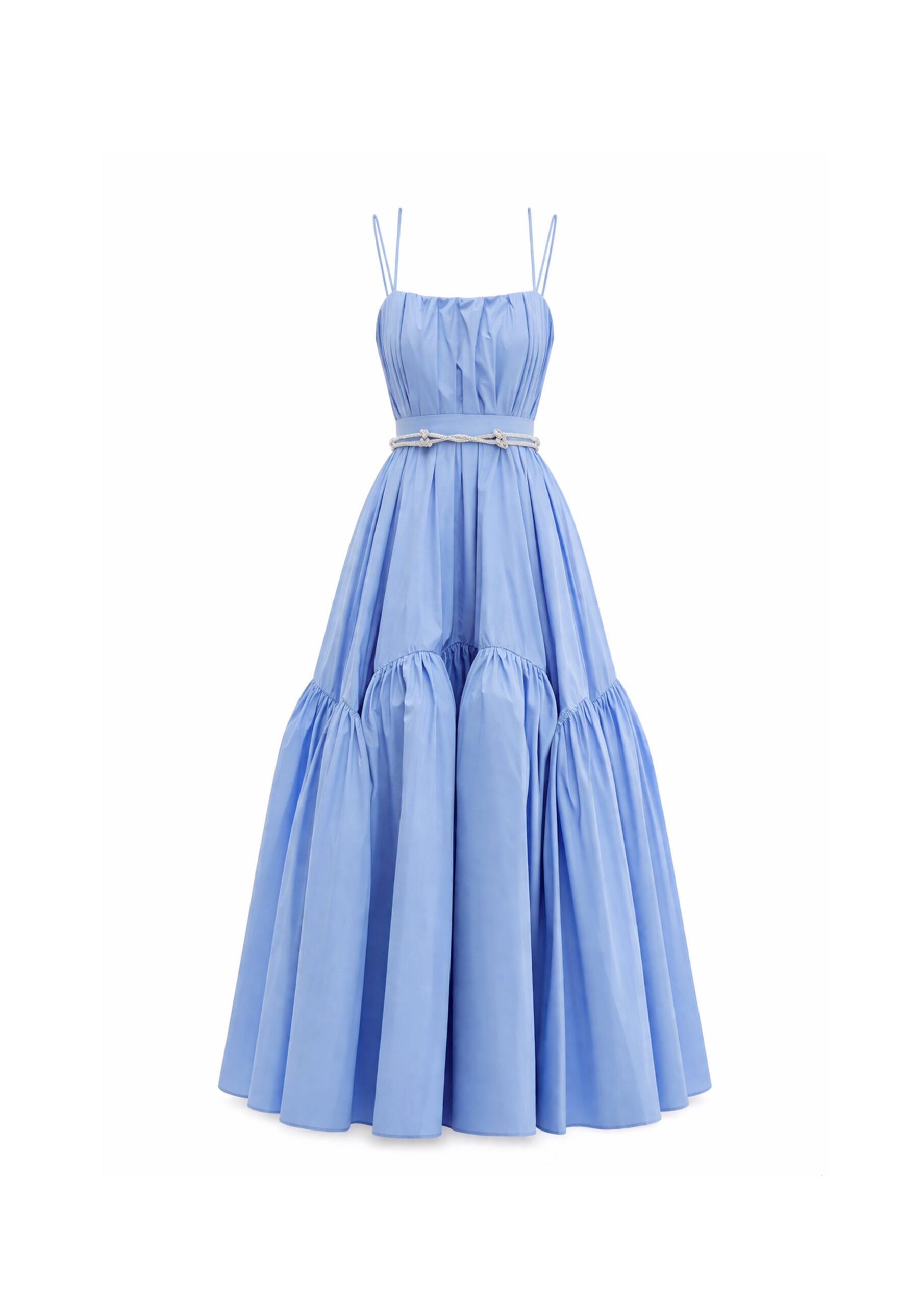 Avaro Figlio Strapless Volume Midi Dress With Bustier in Blue
