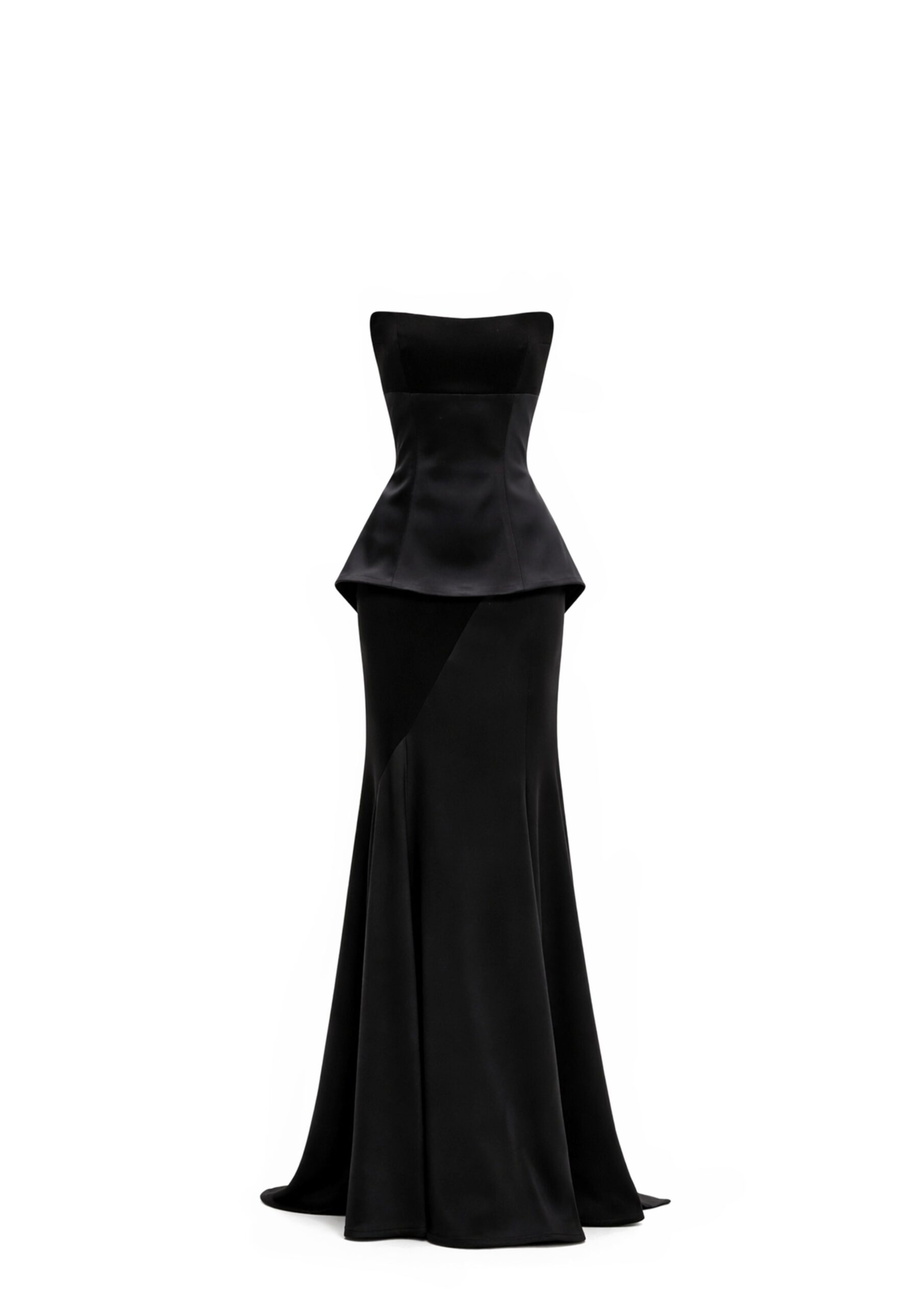 Avaro Figlio Peplum Bustier Maxi Dress With Que in Black