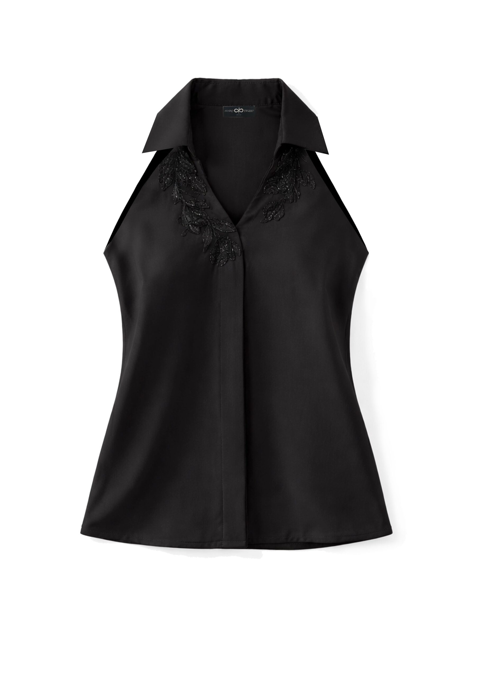 Avaro Figlio Embroidered Vest Top in Black
