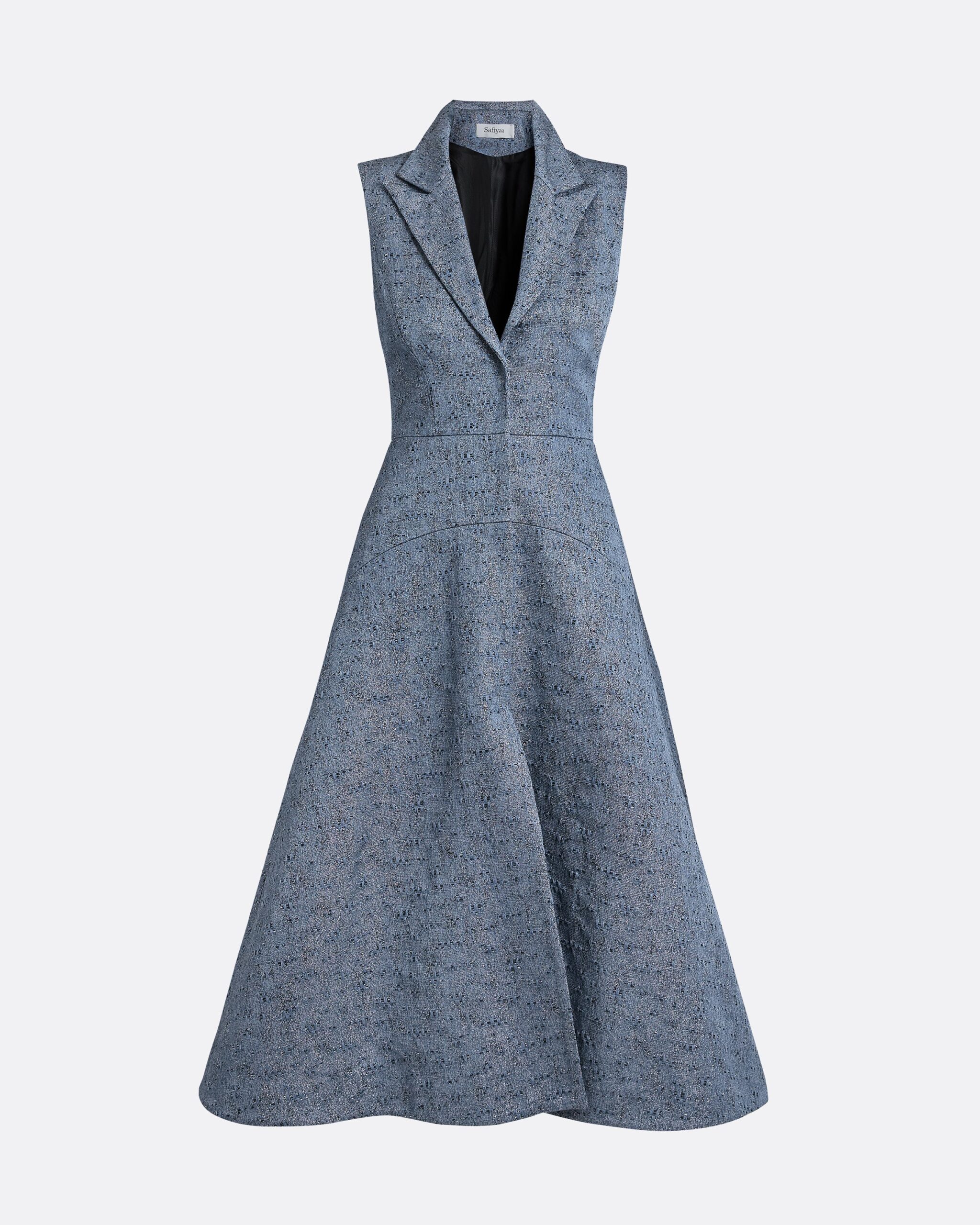 Fifi Midi Dress in Denim Jacquard