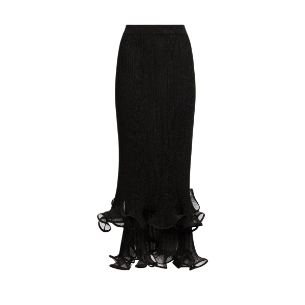 Aje Agata Ruffle Knit Midi Skirt