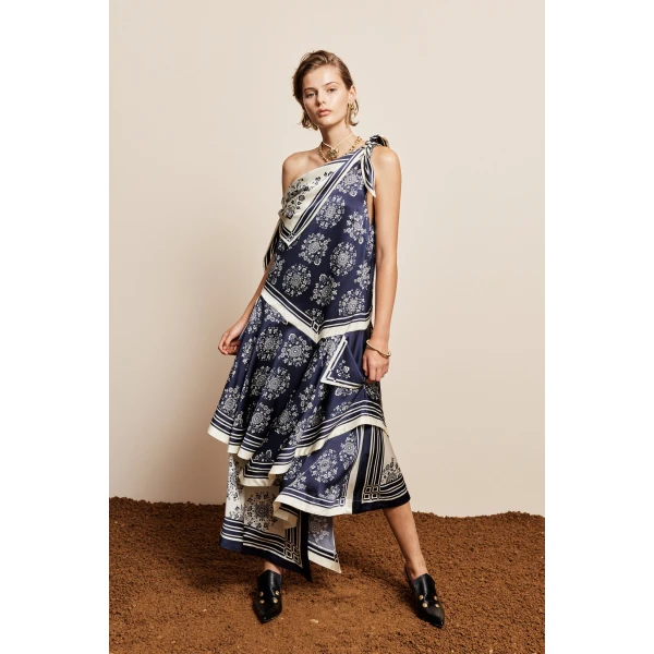 Alémais Banderra Silk Scarf Dress