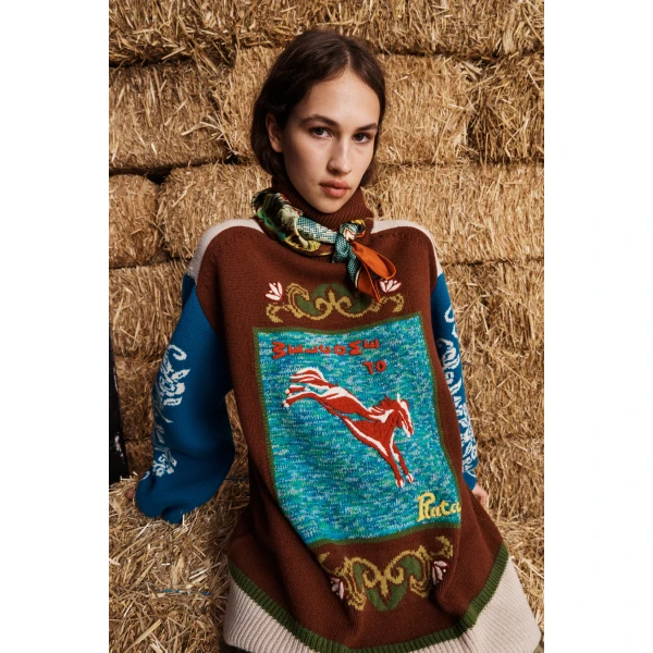 Alémais Lasso Patchwork Knit Sweater
