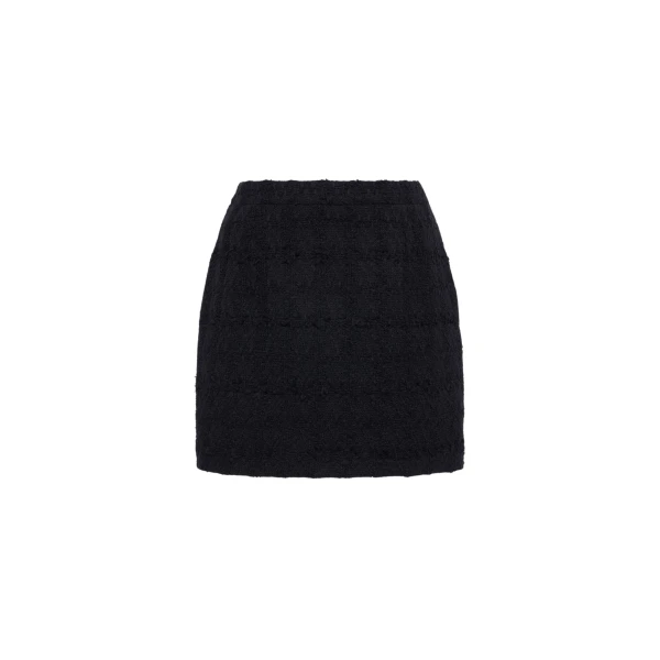 Check Tweed Bouclé Mini Skirt in Black