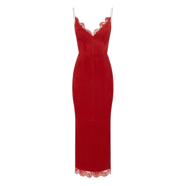 alex perry suede with lace trim mini dress