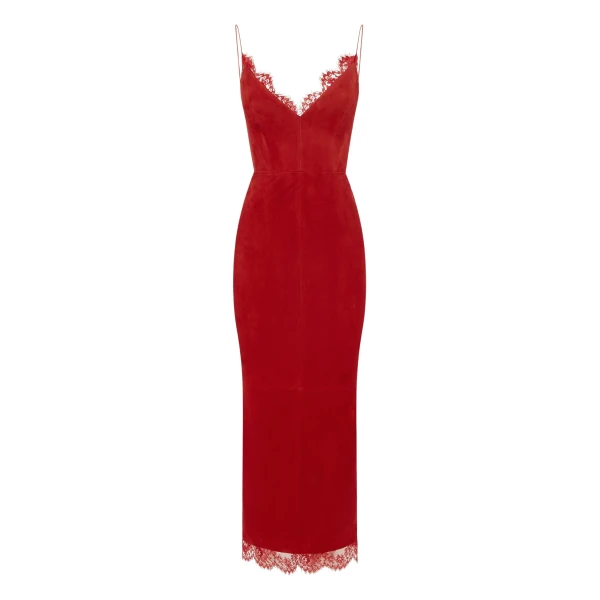 alex perry suede with lace trim mini dress
