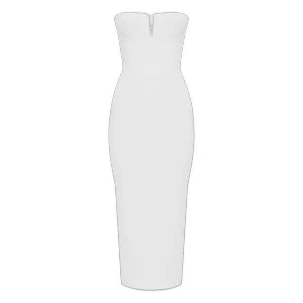 Strapless Cup Dress in Satin Crepe, White