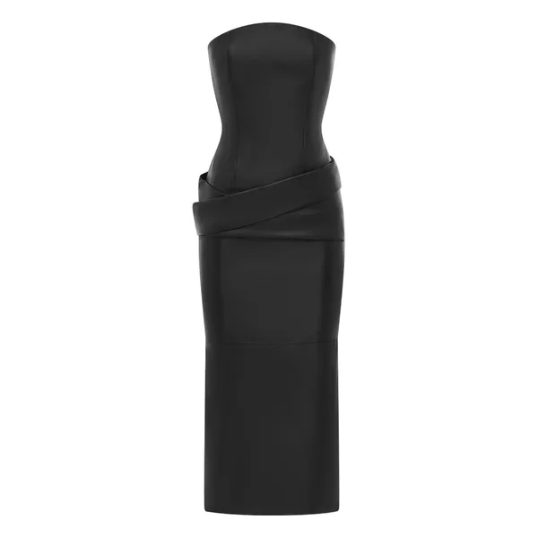 alex perry leather midi dress