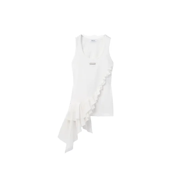 Alexander McQueen Asymmetric Ruffle Tank Top - Tops - British Luxury Tailoring at Coveti